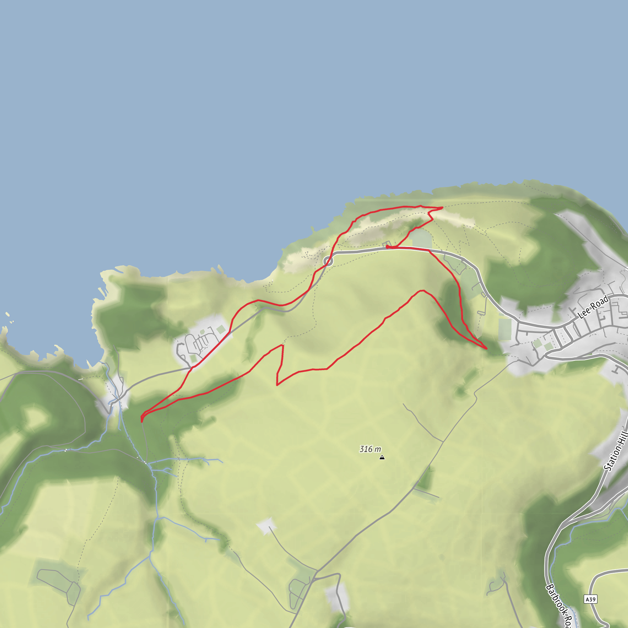Valley of Rocks Loop via Castle Rock and Six Acre Wood mobile static map