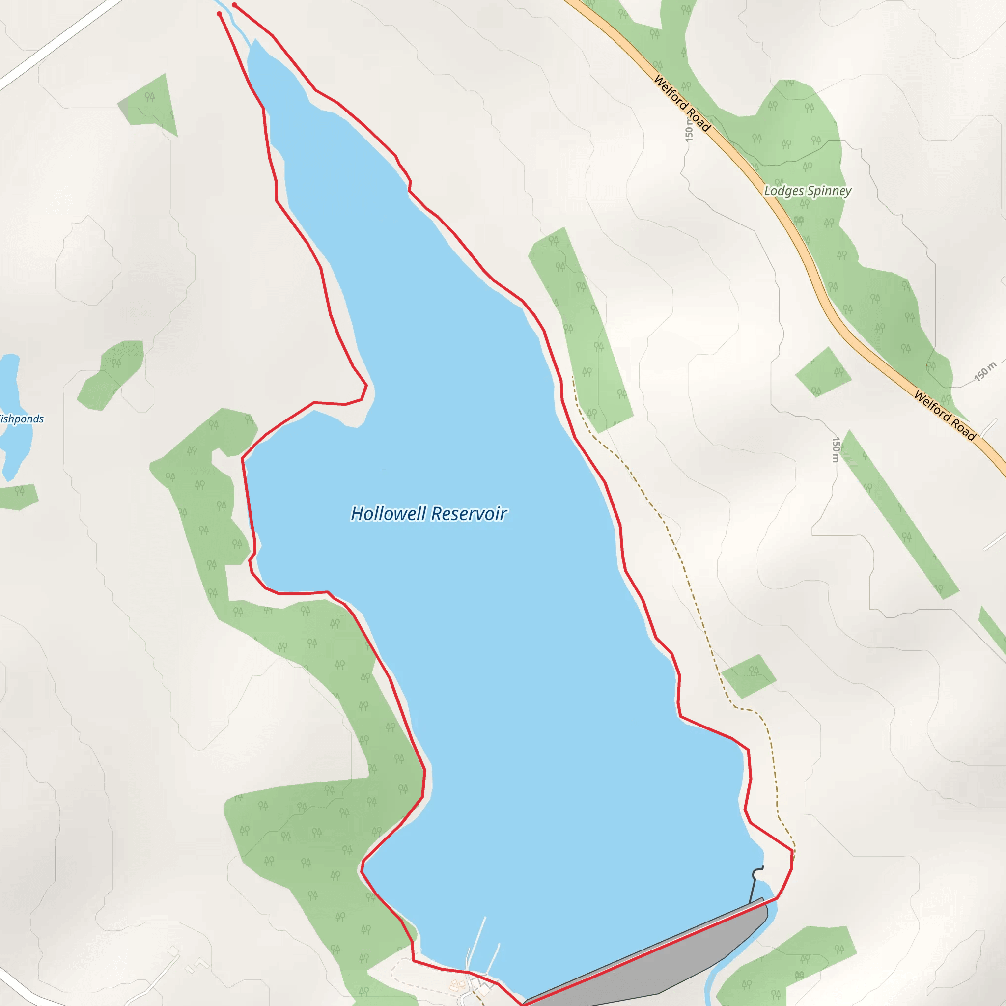 Hollowell Reservoir mobile static map