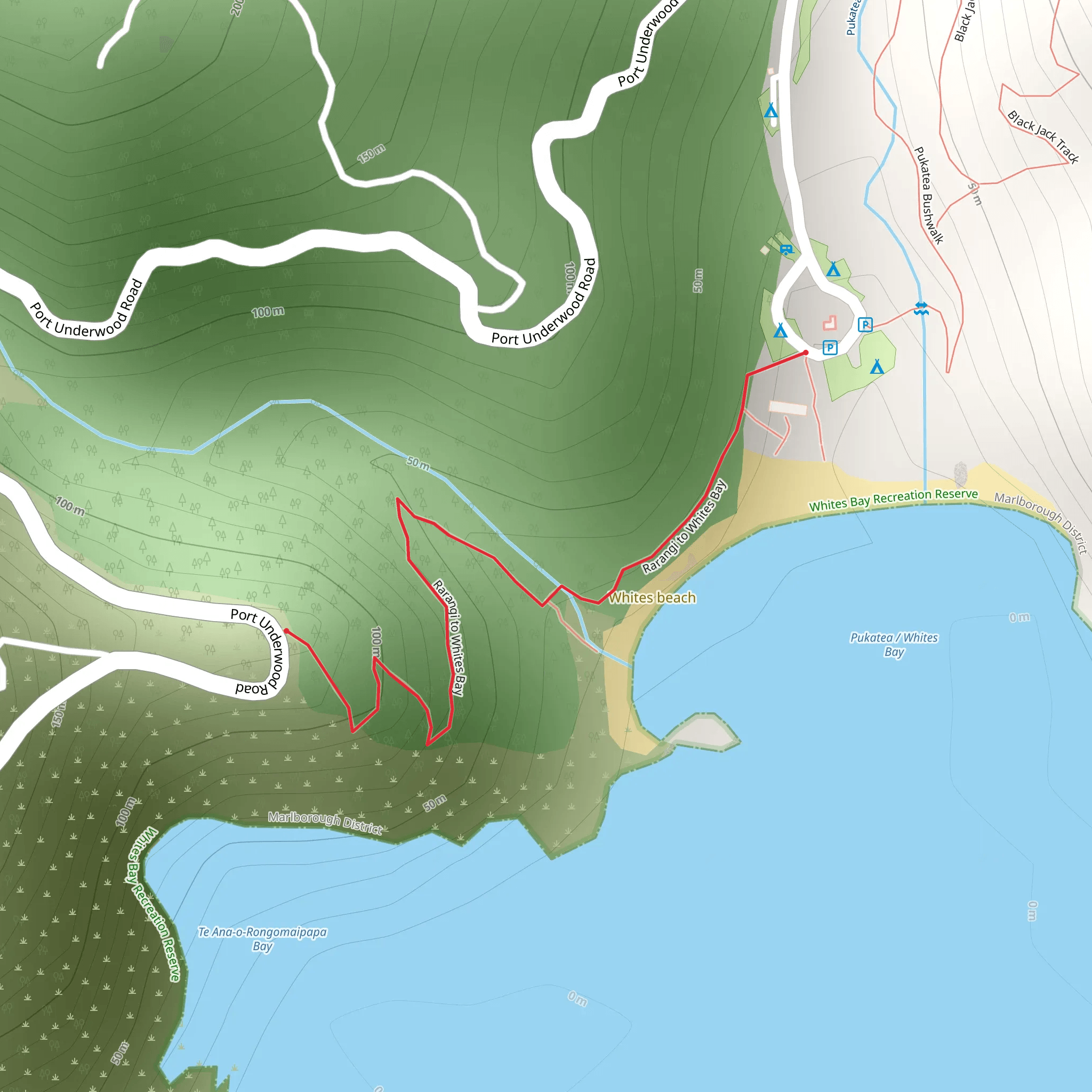 Whites Bay Track - Rarangi Bay - Whites Bay Track mobile static map
