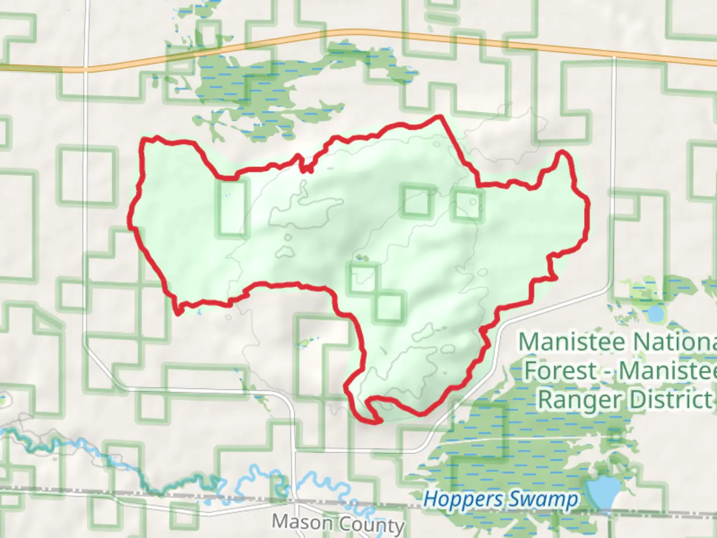 An image depicting the trail Gabriel's Horn, Road Monkey and Bullwacker Loop and its surrounding area.