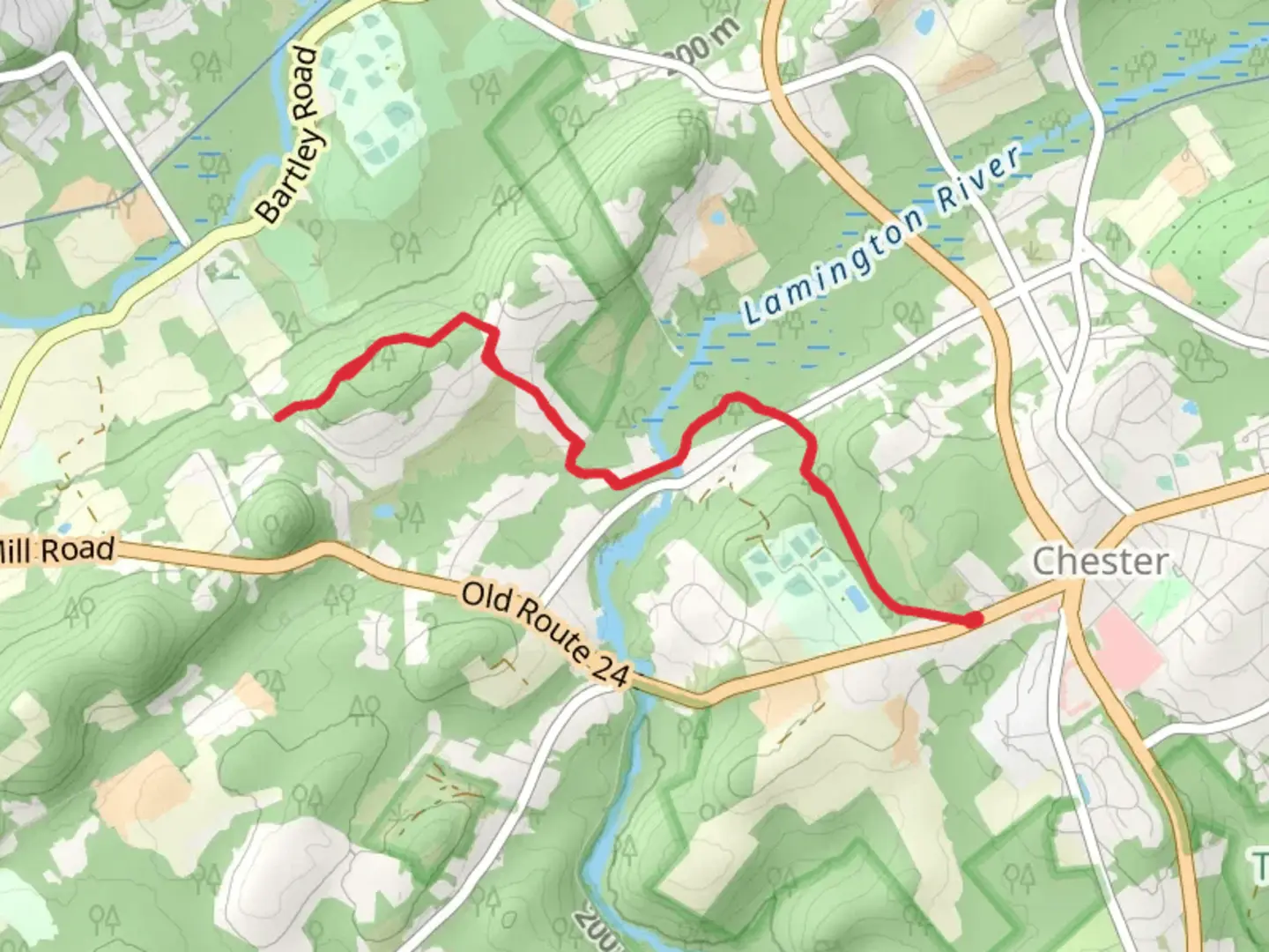 An image depicting the trail Patriots Path - Short and its surrounding area.