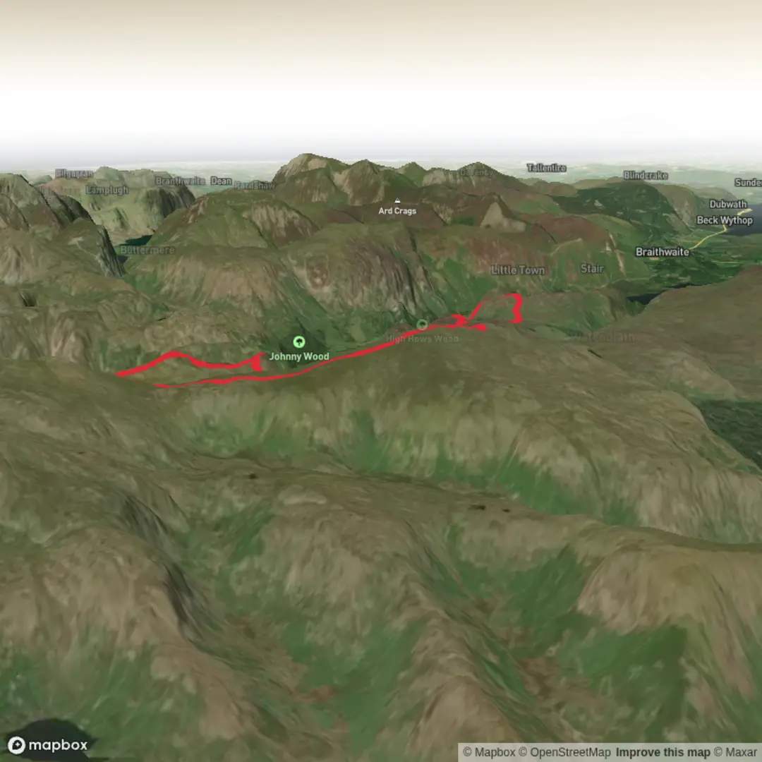 An image depicting the trail Stonethwaite Fells - 5 Wainwrights and its surrounding area.