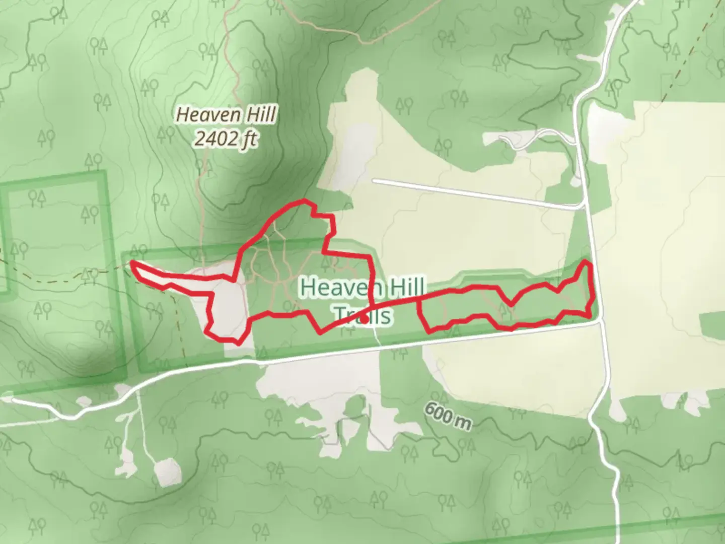 An image depicting the trail Orchard Field and Bear Cub Loop Trail via Bear Cub Road and its surrounding area.