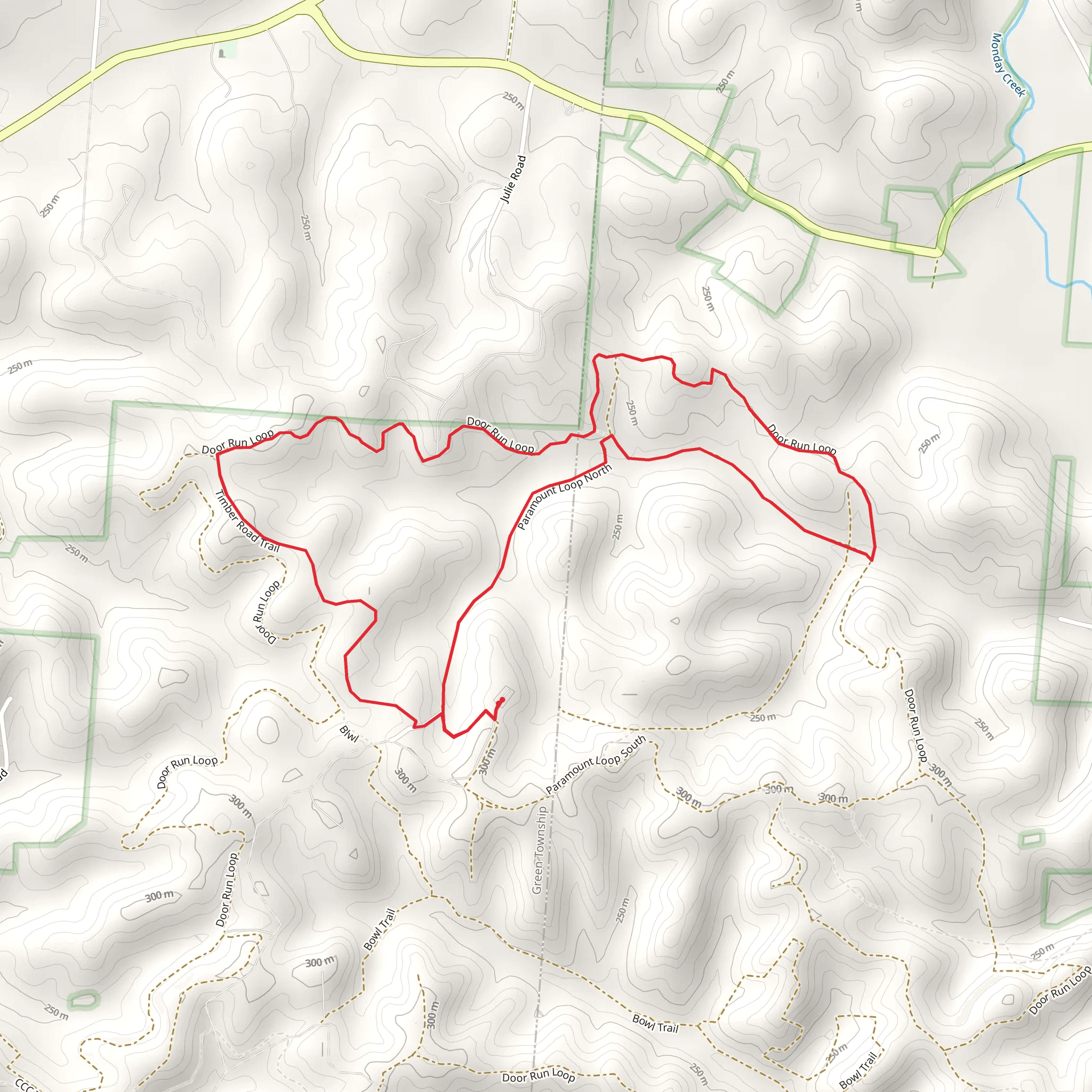 Door Run Loop and Timber Road Trail mobile static map