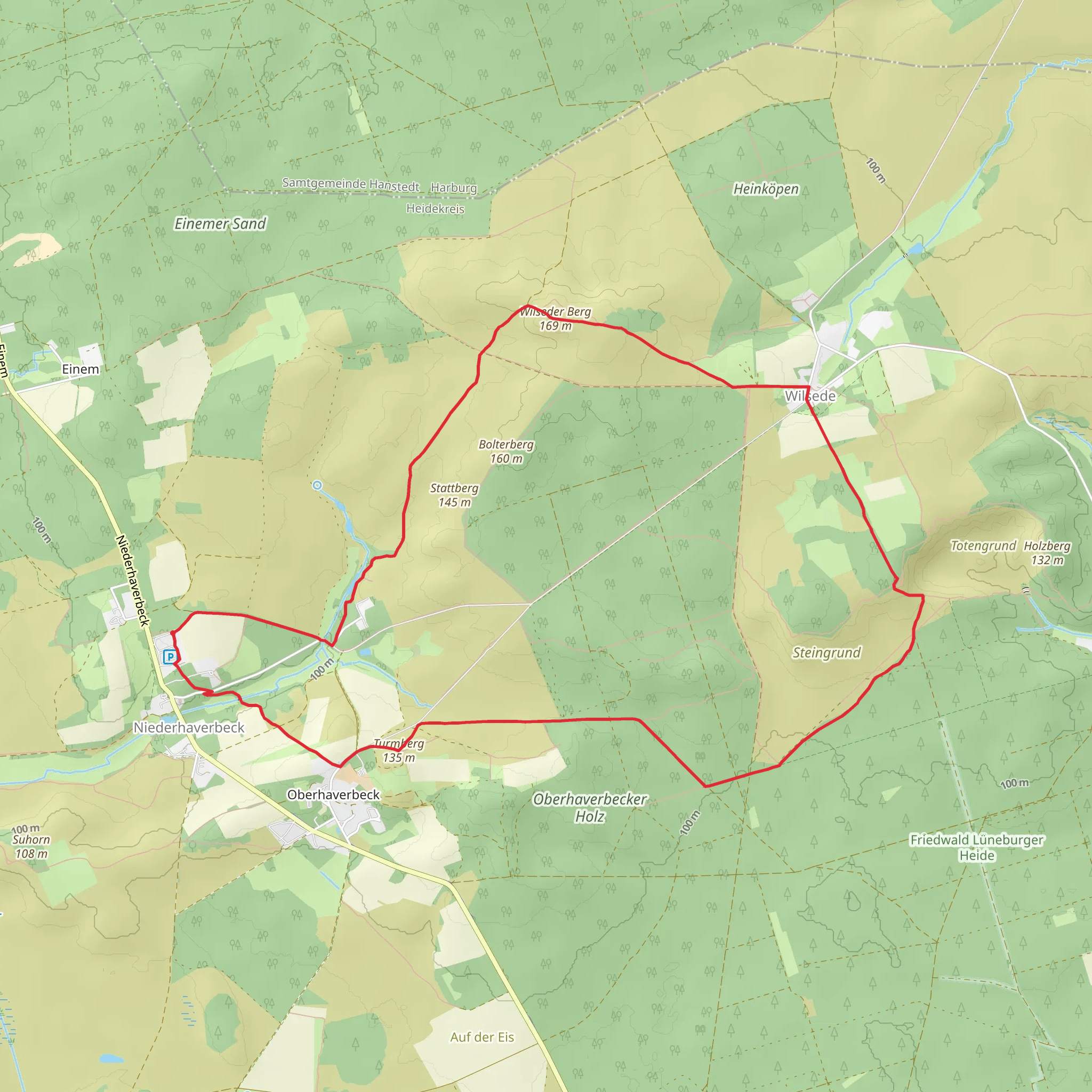 Stattberg, Wilseder Berg, Totengrund and Oberhaverbecker Holz Loop mobile static map