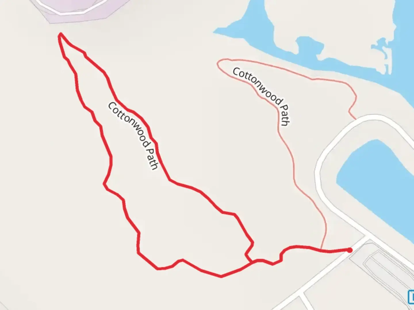 An image depicting the trail Cottonwood Path Loop and its surrounding area.