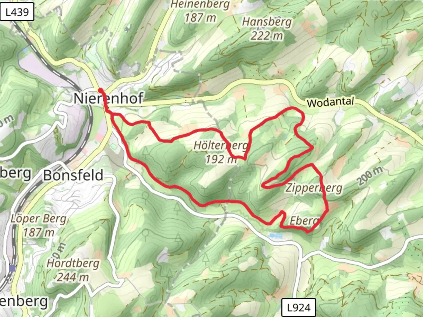 An image depicting the trail Heimannsbusch, Oberste Kleinbeck and Polzenberg Loop and its surrounding area.