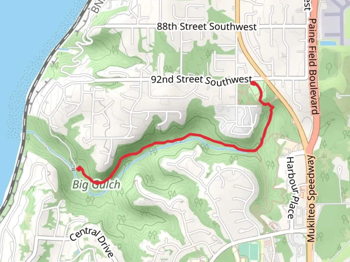 An image depicting the trail Big Gulch and its surrounding area.