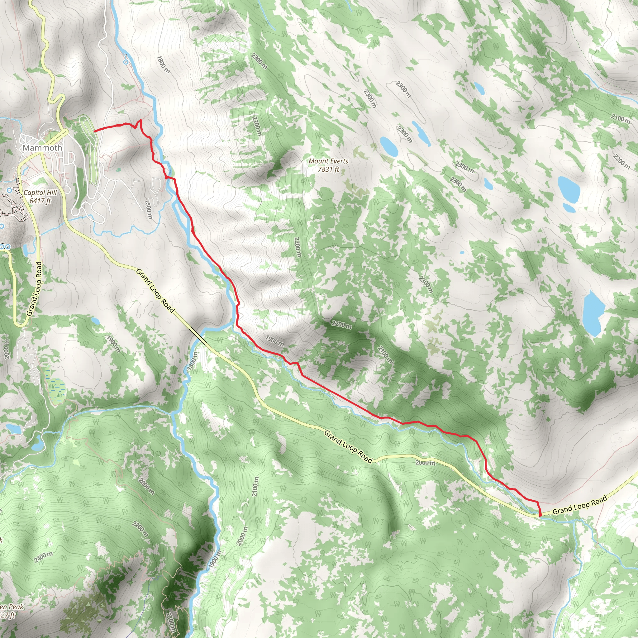 Lava Creek and Lava Creek Canyon Trail mobile static map