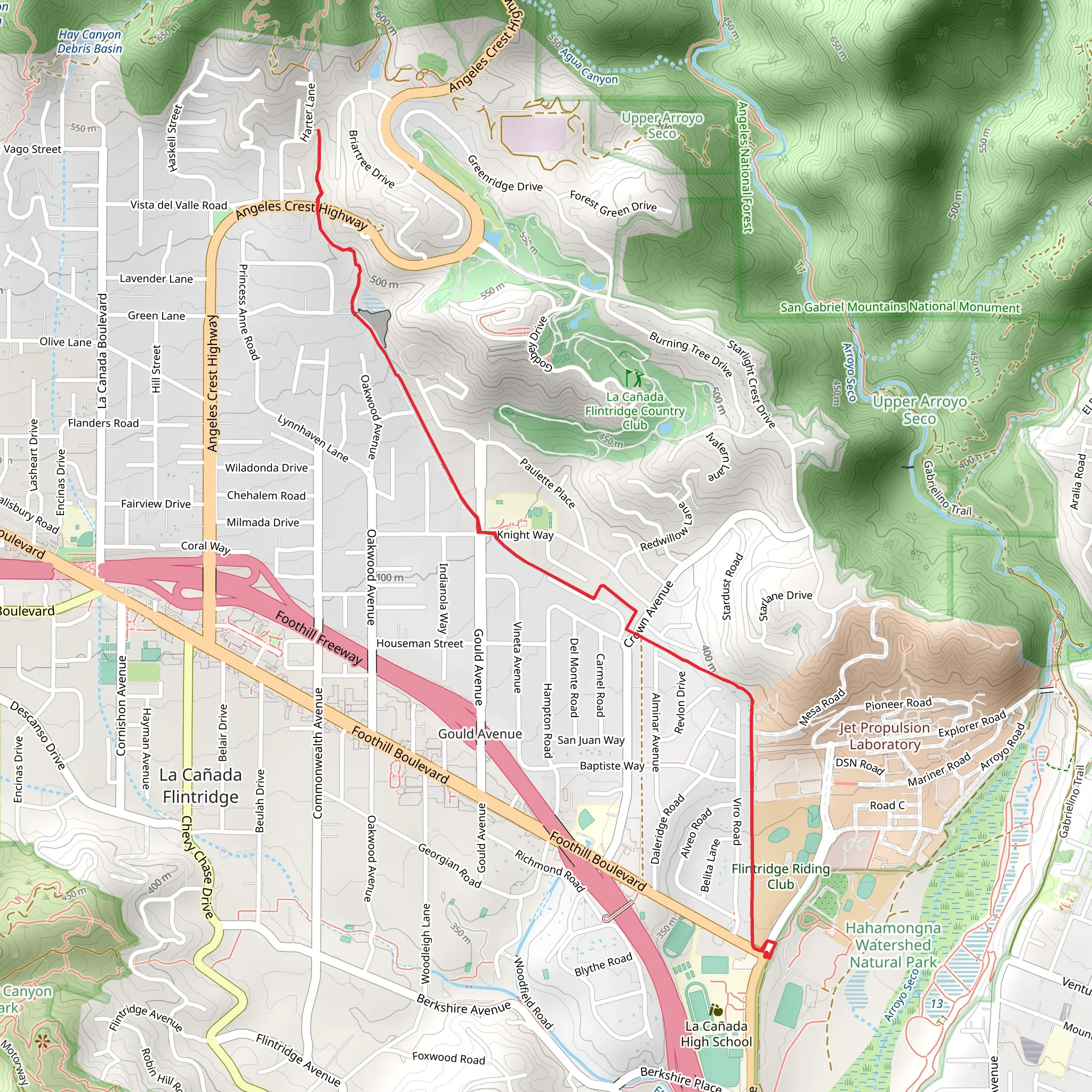 Gould Canyon Trail from Oak Grove Drive mobile static map