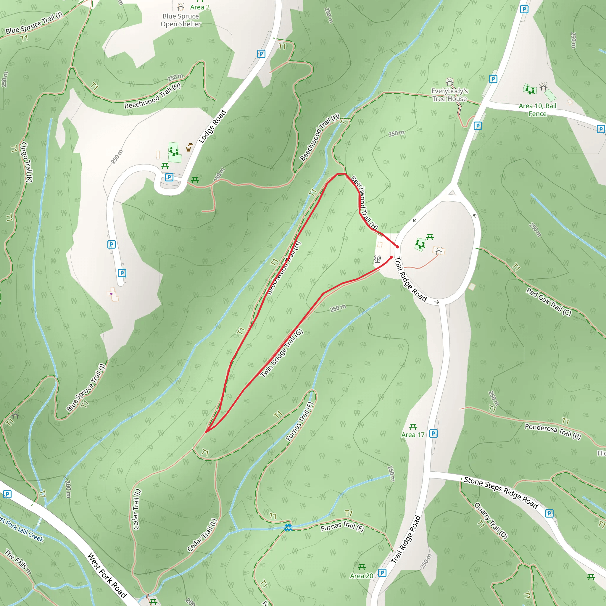 Beechwood Loop Trail mobile static map