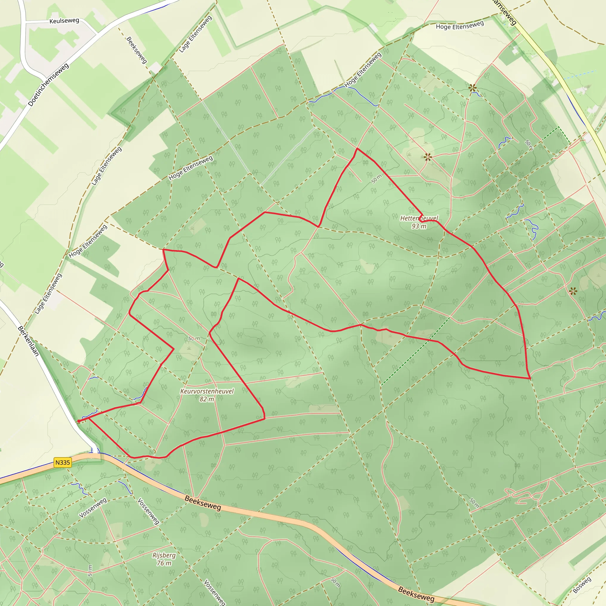Hettenheuvel via Molen Weg mobile static map