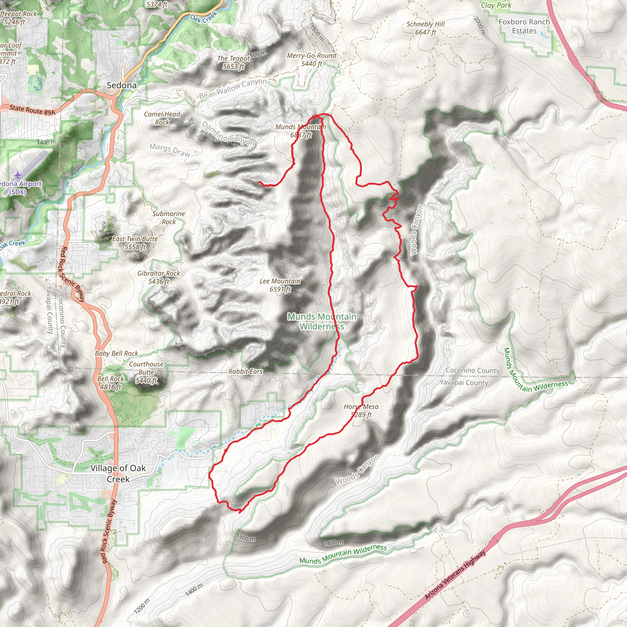 Hot Loop A, Horse Mesa and Munds Mountain Trail mobile static map