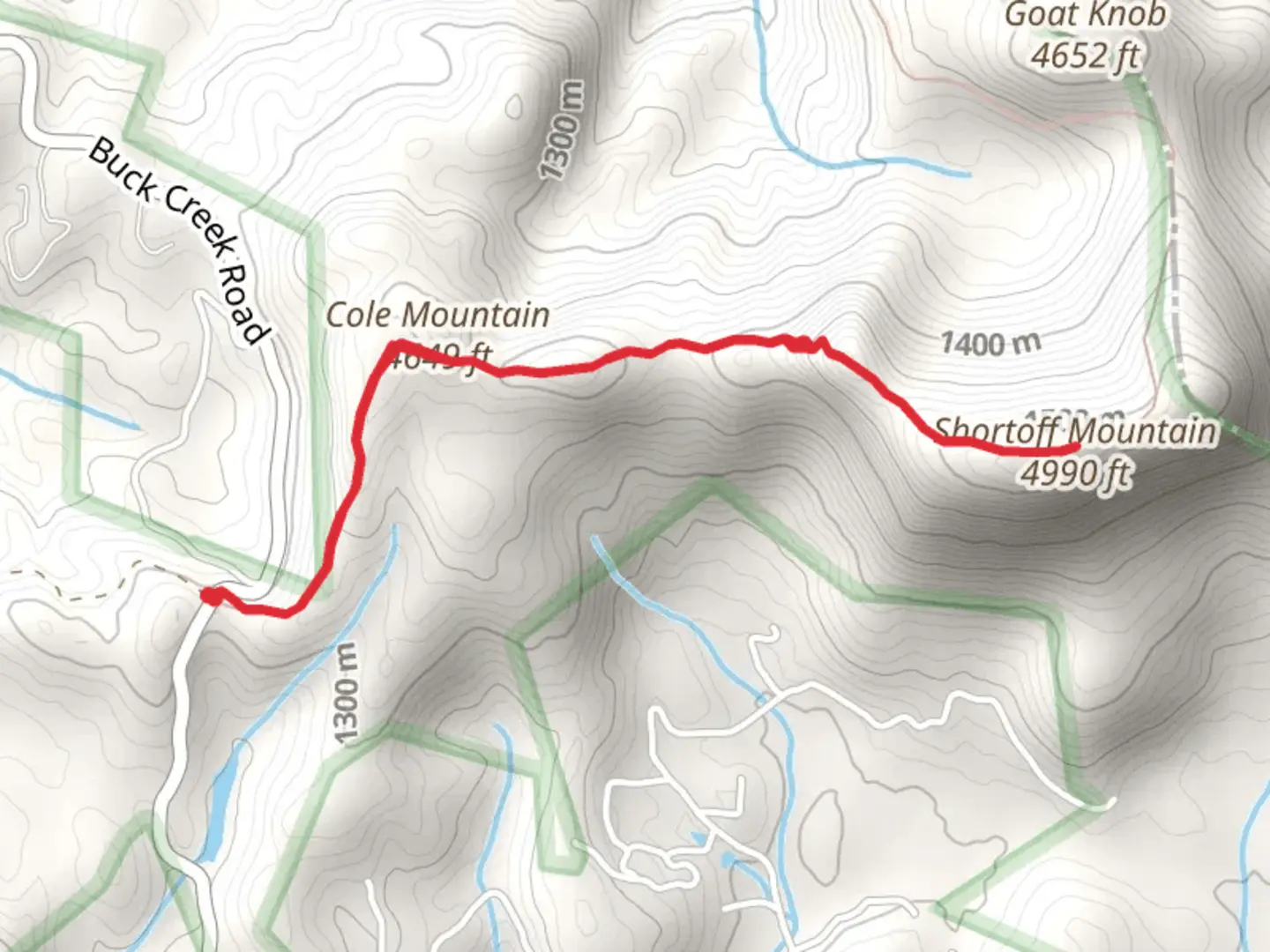 An image depicting the trail Cole Mountain and Shortoff Mountain Out and Back and its surrounding area.