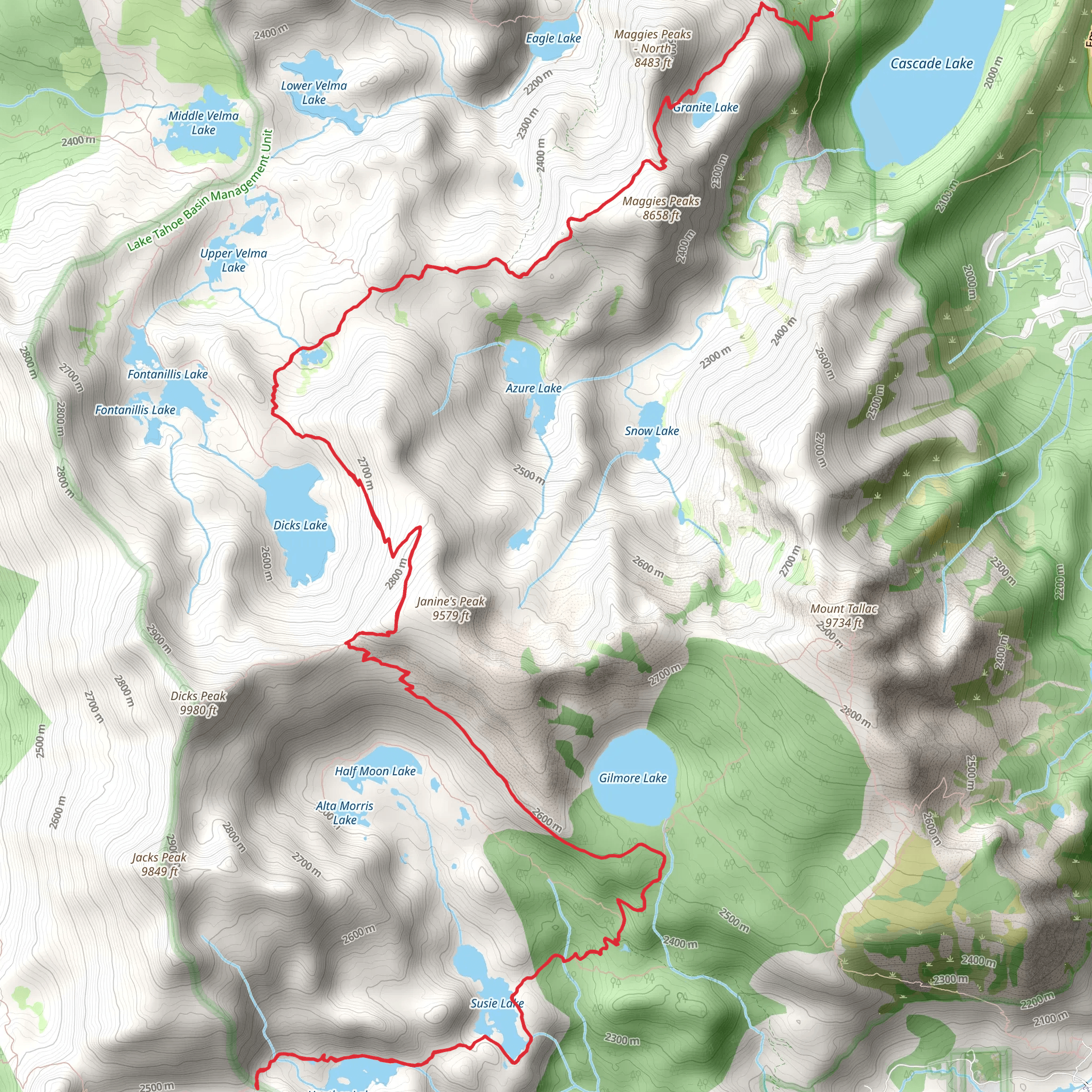 Inspiration Point to Lake Aloha mobile static map