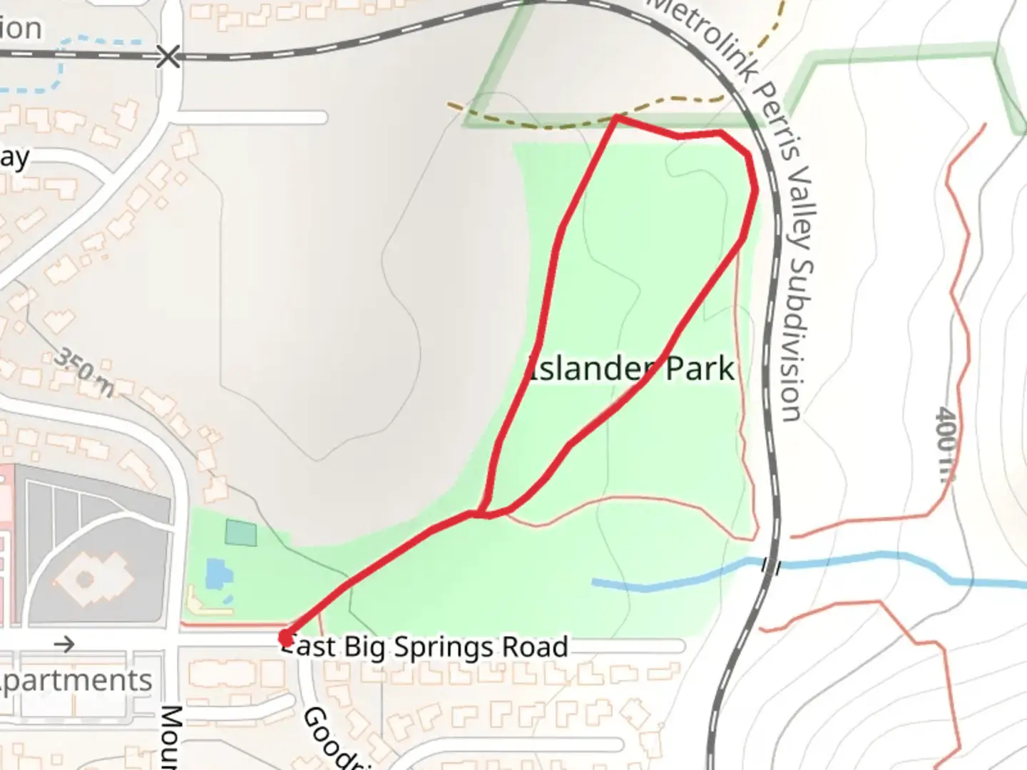 An image depicting the trail Islander Park Loop and its surrounding area.
