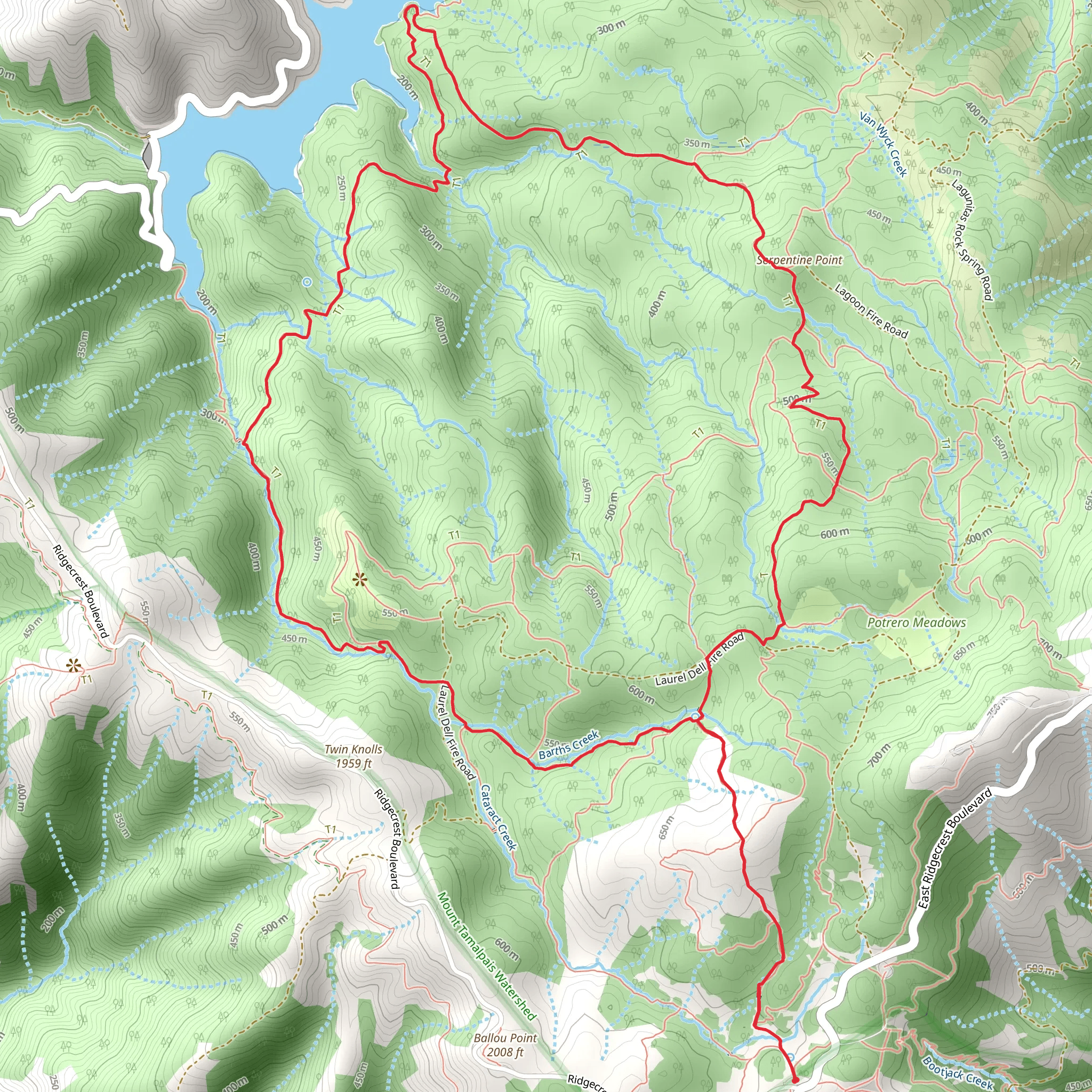 Serpentine Knoll Loop via Cataract Trail mobile static map