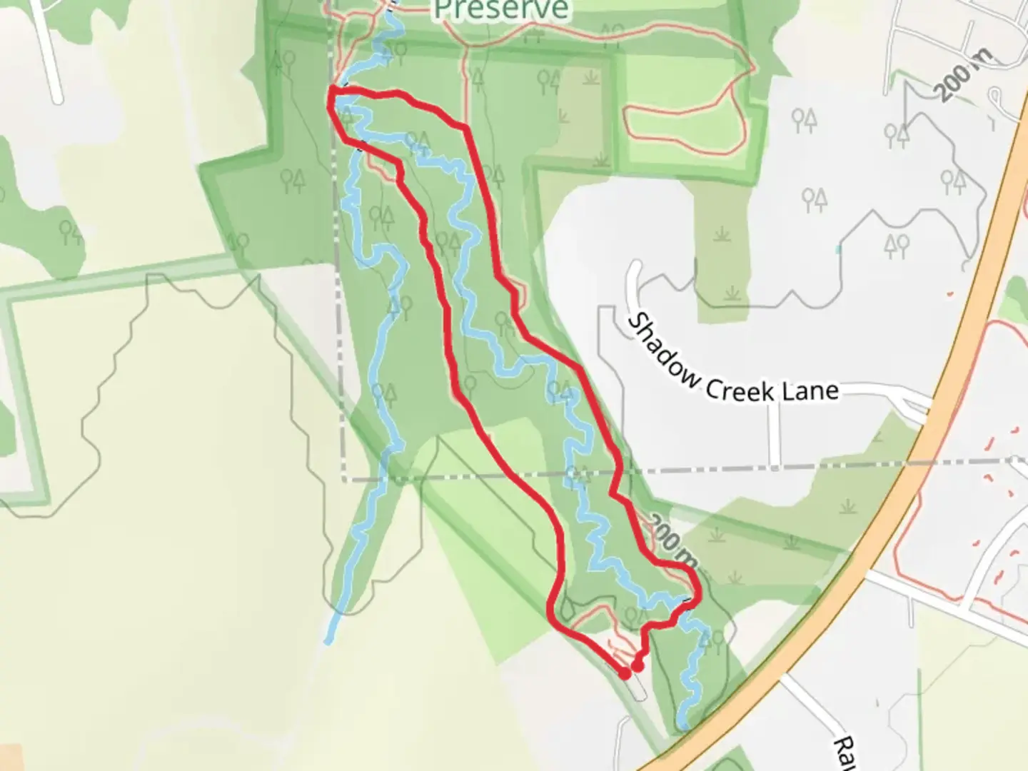 An image depicting the trail Fields Drive Loop and its surrounding area.