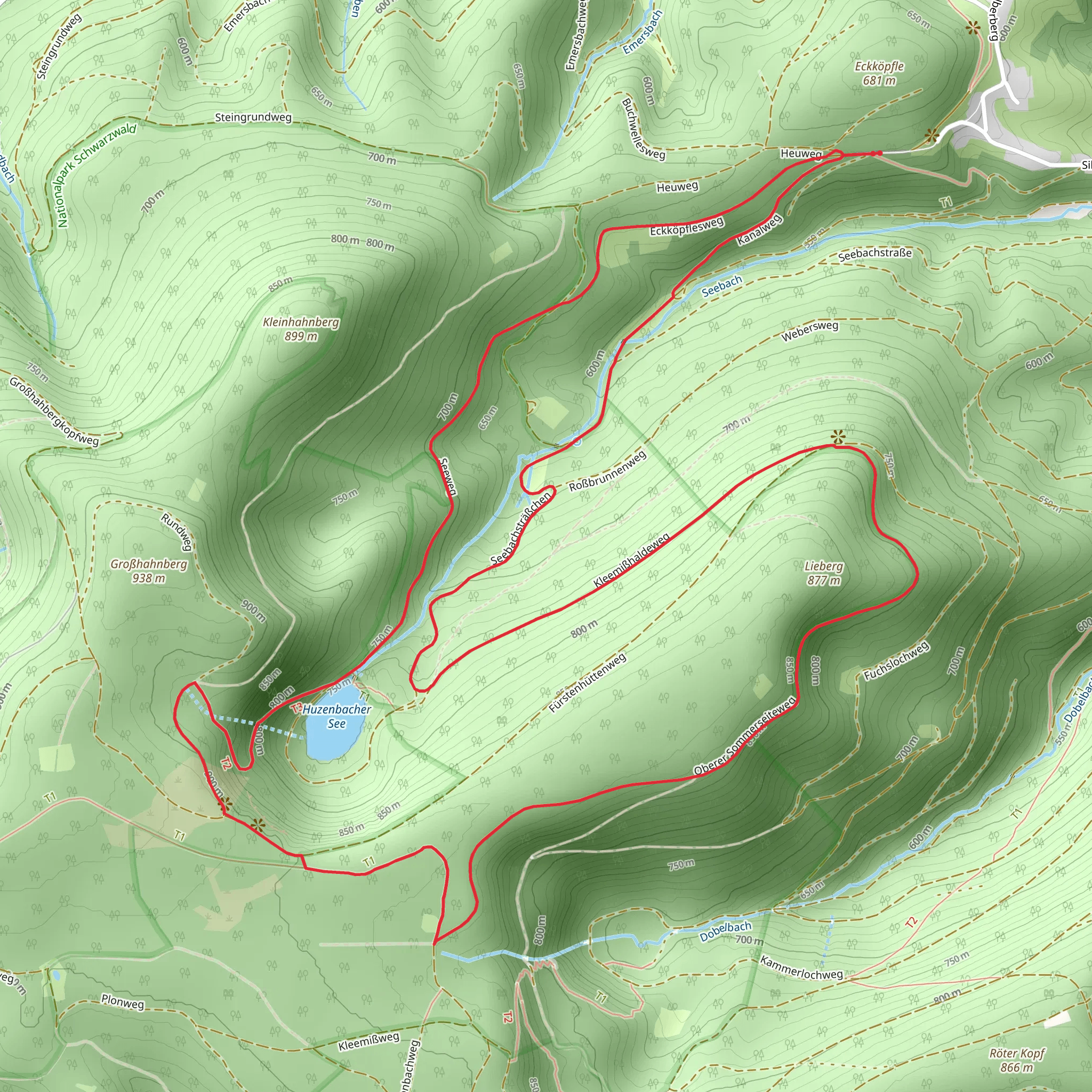 Huzenbacher See, Seltenbach-Wasserfall and Lieberg Loop mobile static map