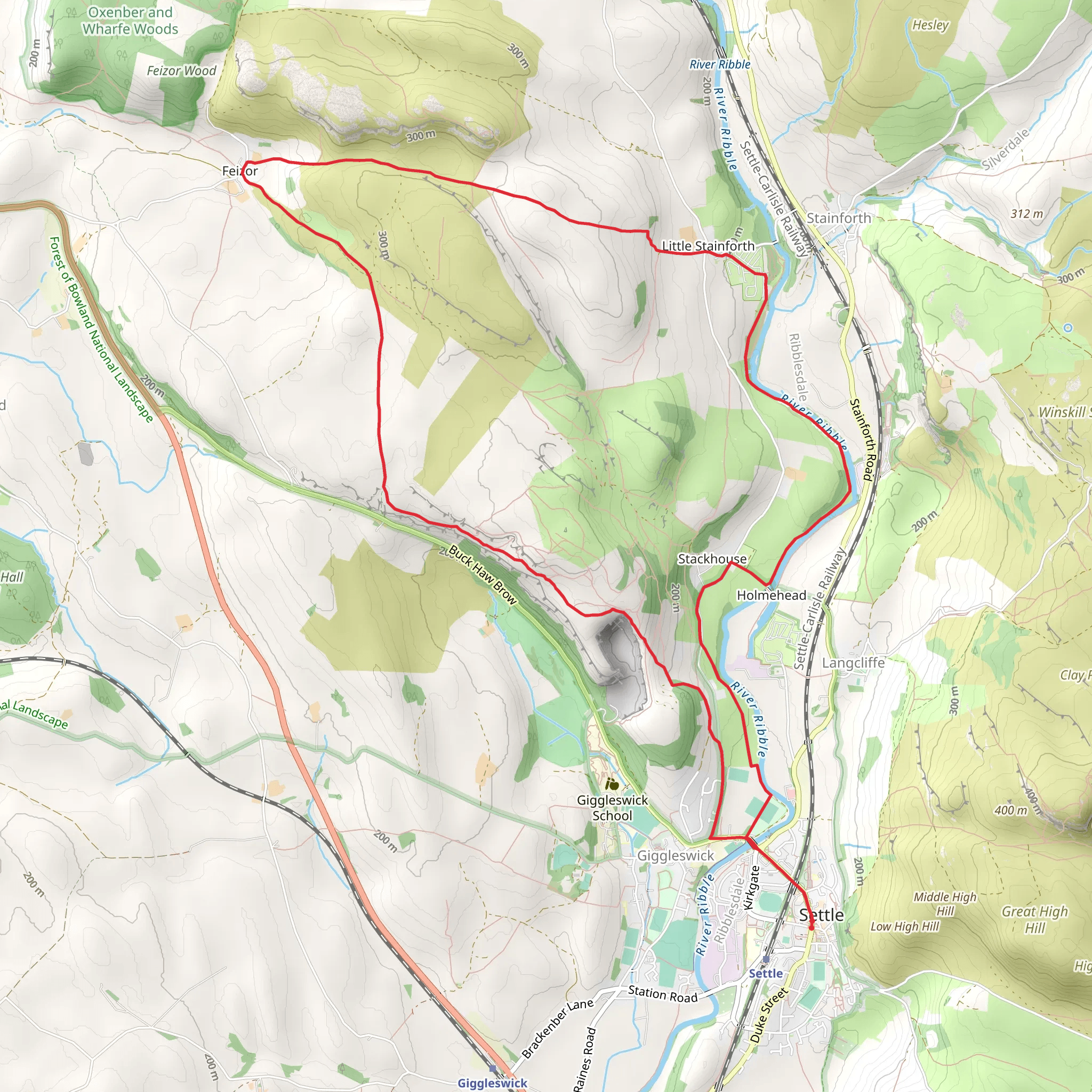 Feizor and Giggleswick Scar from Settle mobile static map