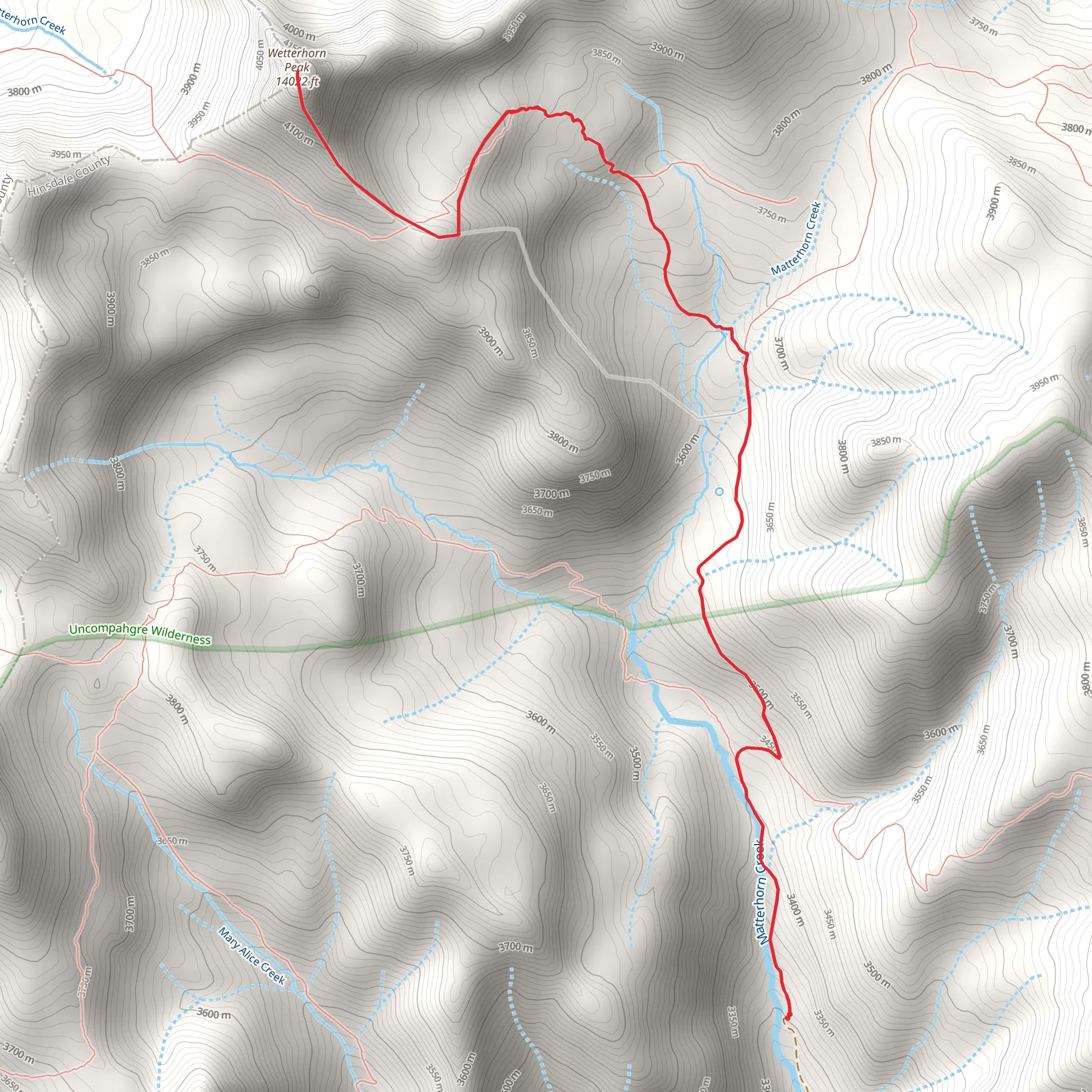 Watterhorn Peak Trail mobile static map