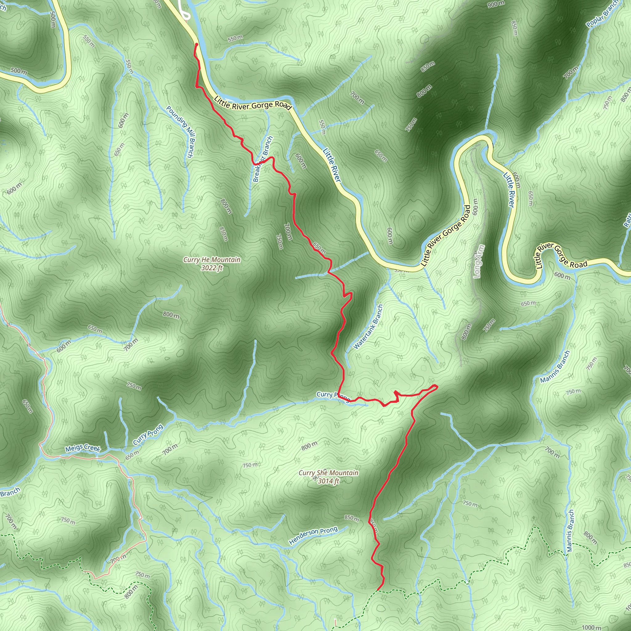 Curry Gap and Curry Mountain Trail mobile static map
