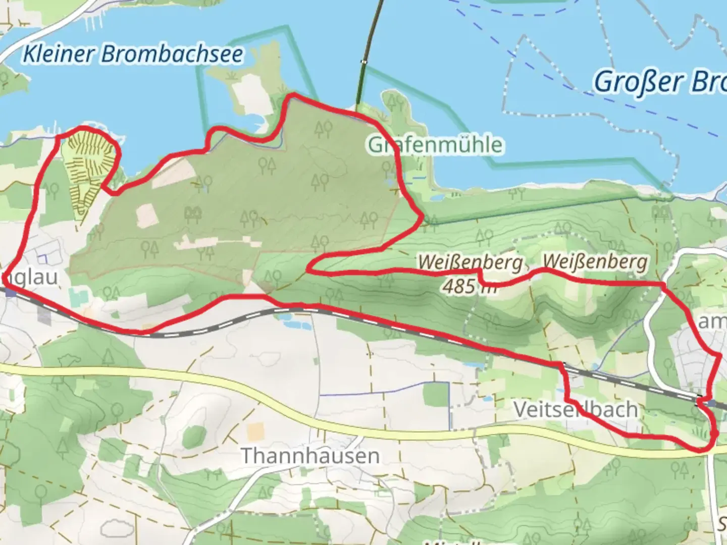 An image depicting the trail Ramsberg and Langlau Loop and its surrounding area.
