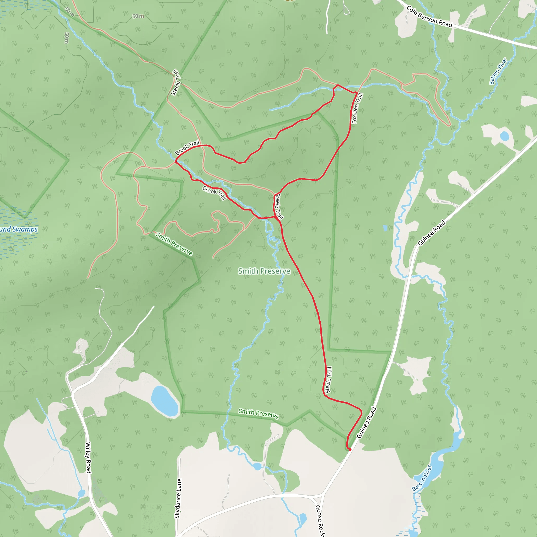 Fox Den Trail via Steele Trail mobile static map