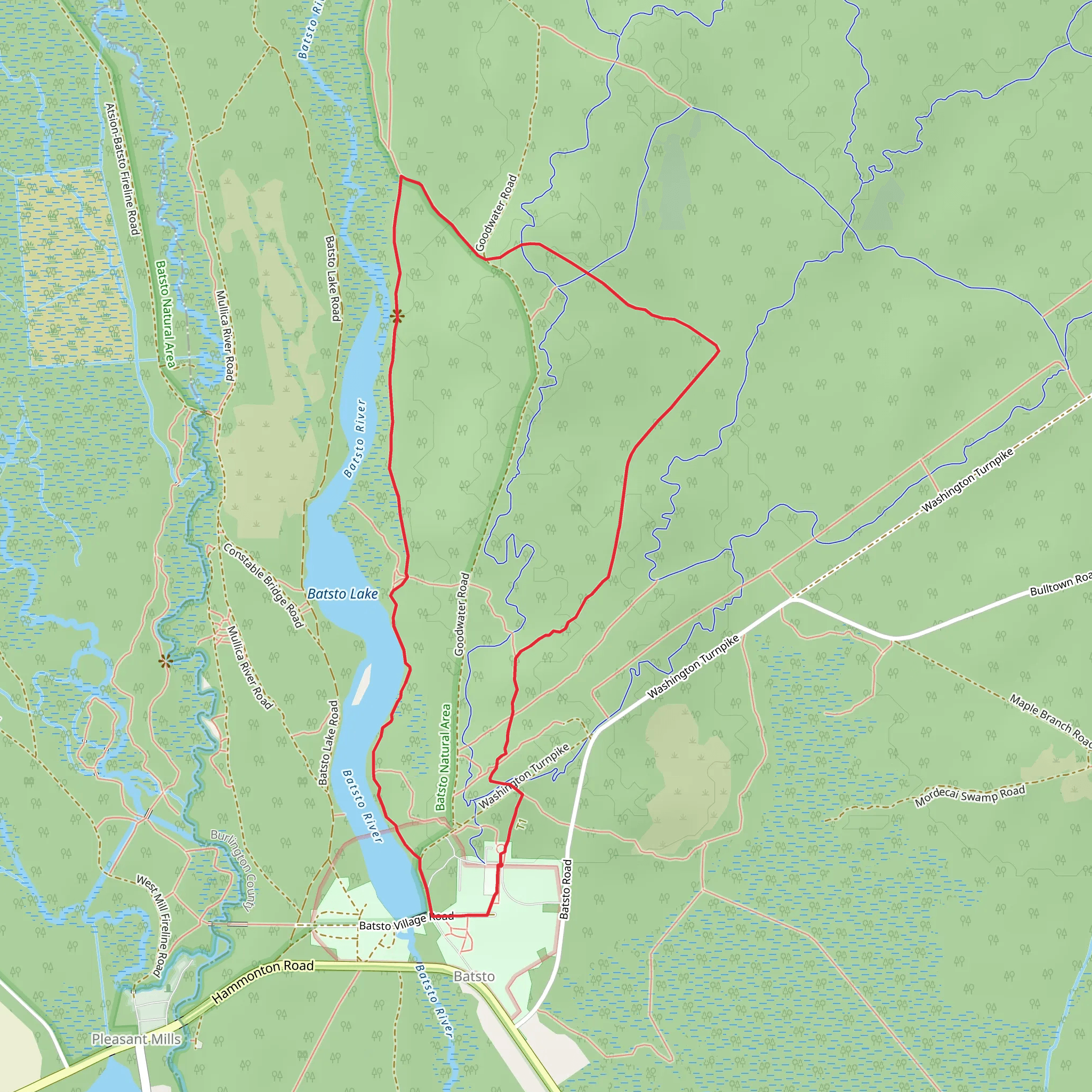 Batsto lake and Batona Loop Trail mobile static map