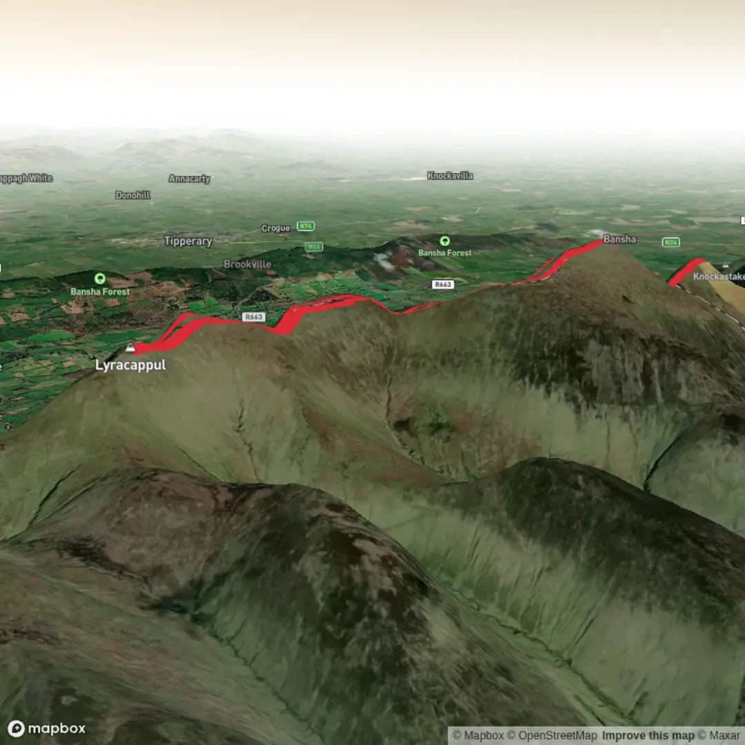 An image depicting the trail Galties Ireland 7S 18.07.2026 Advance and its surrounding area.