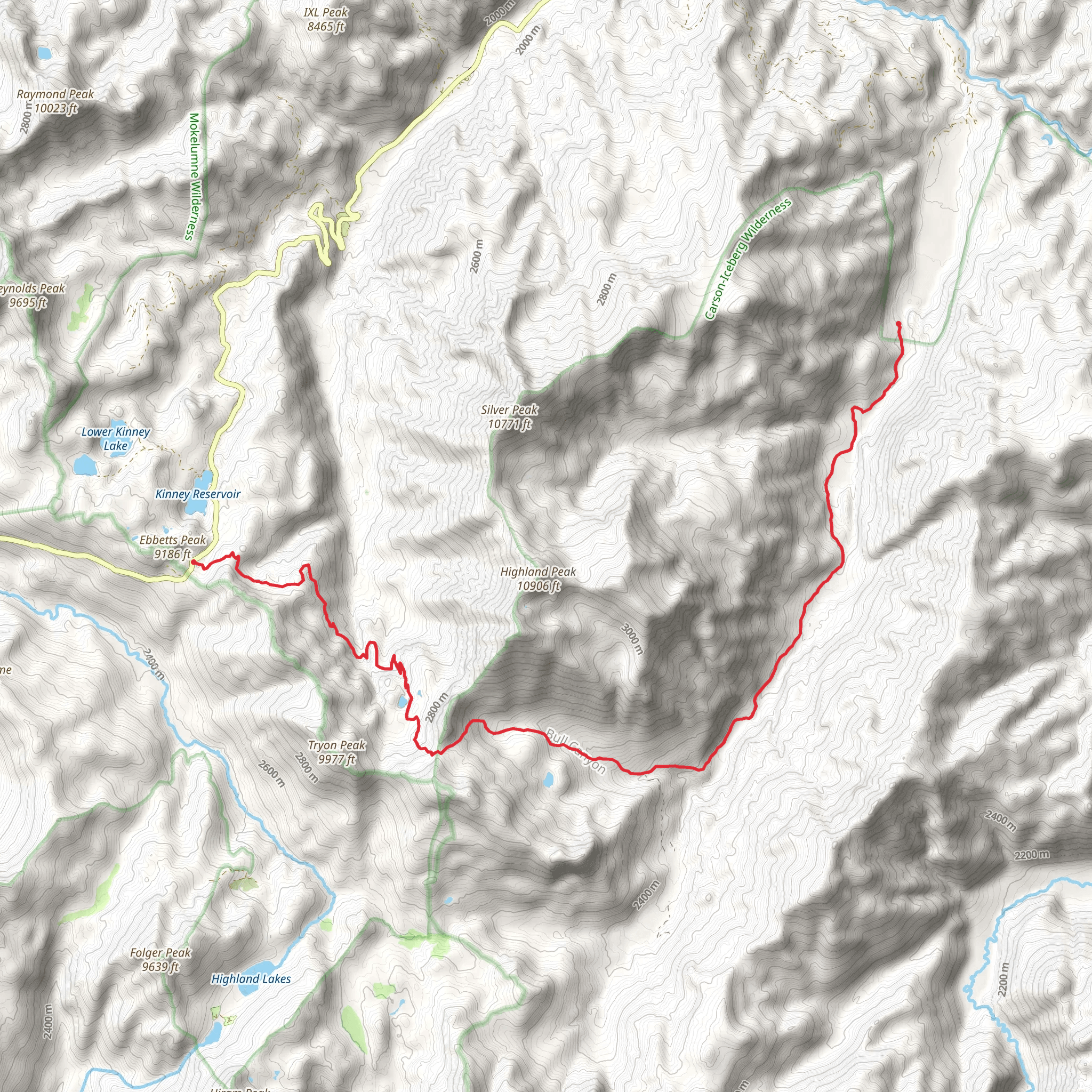 Noble Lake and Wolf Creek via PCT mobile static map
