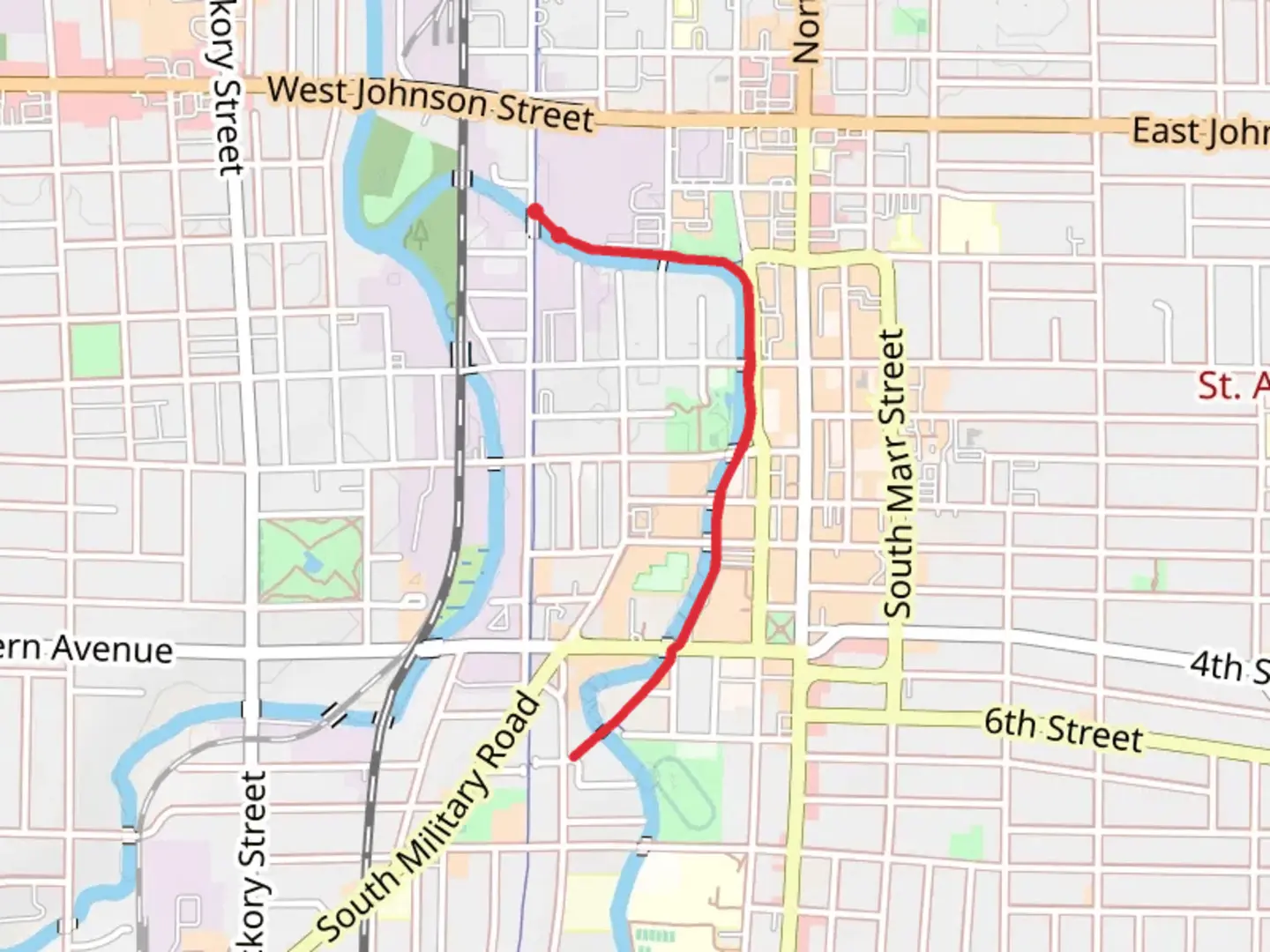 An image depicting the trail Downtown Trail and its surrounding area.