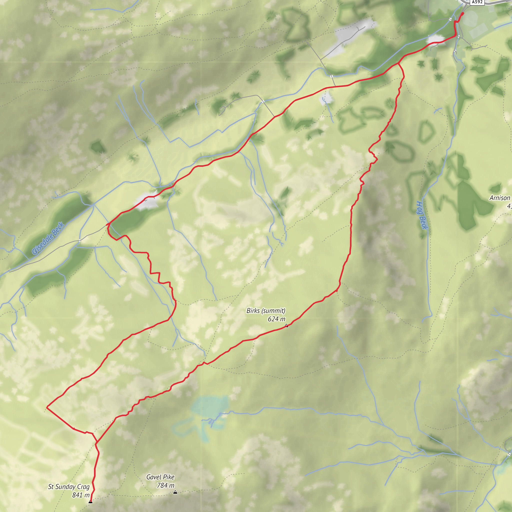 Patterdale - St Sunday Crag via Pinnacle Ridge mobile static map
