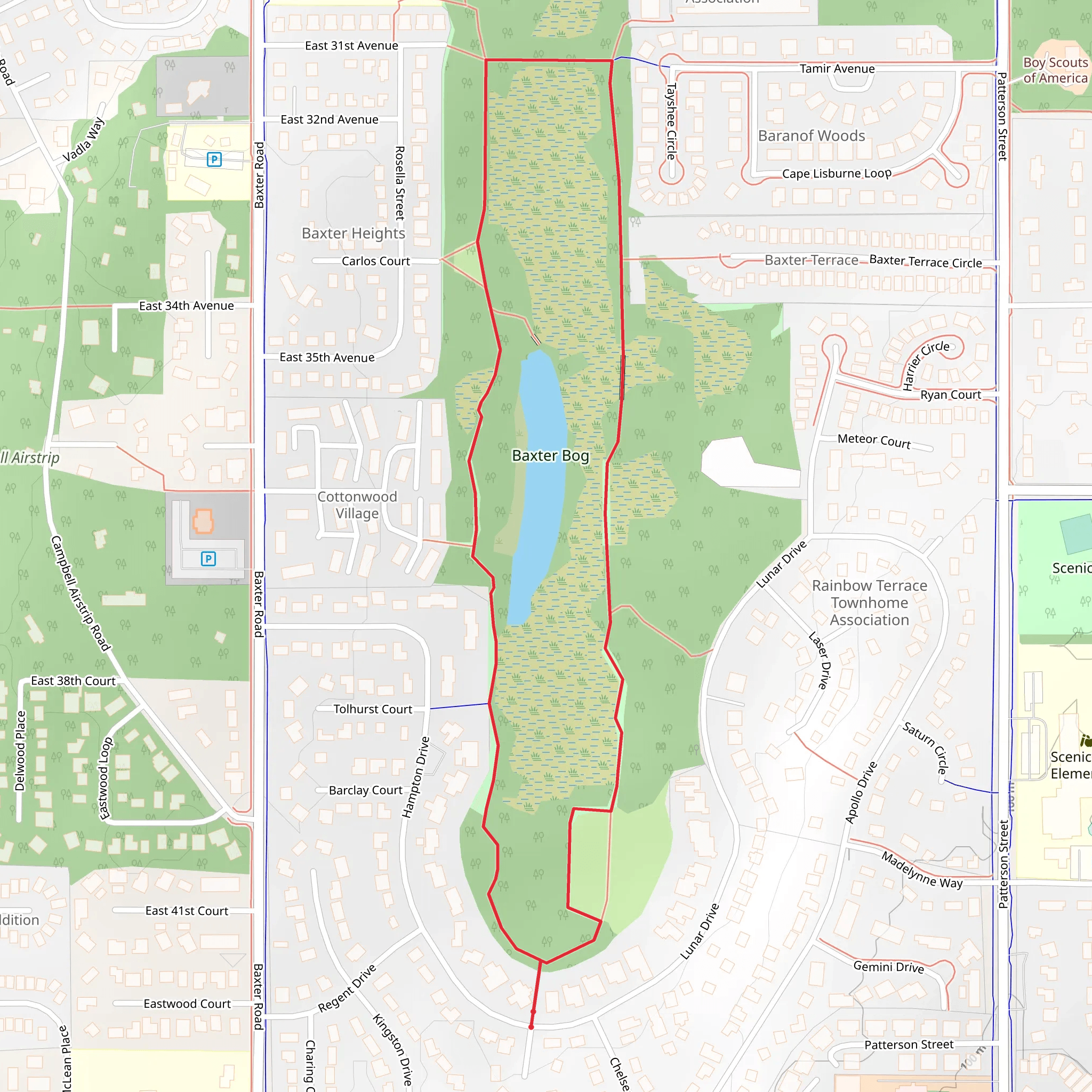 Baxter Bog Loop mobile static map