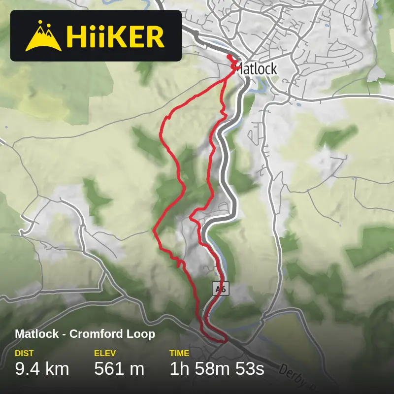 A map preview of the recording Matlock - Cromford Loop.