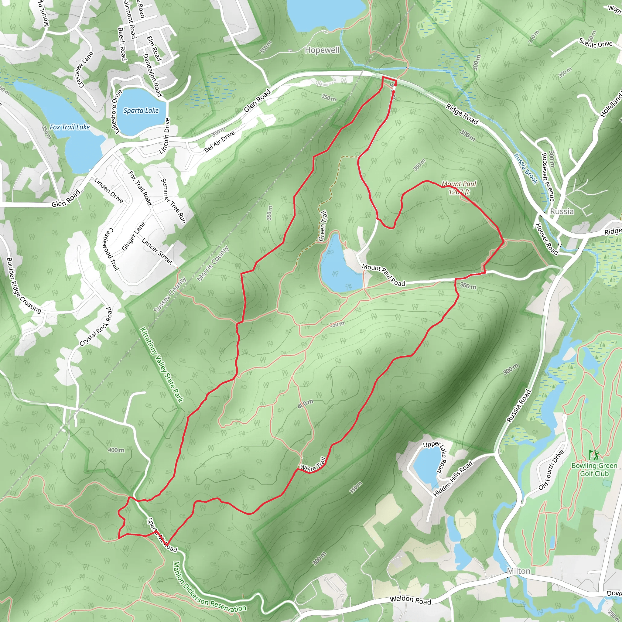 Highlands, White and Mount Paul Loop Trail mobile static map