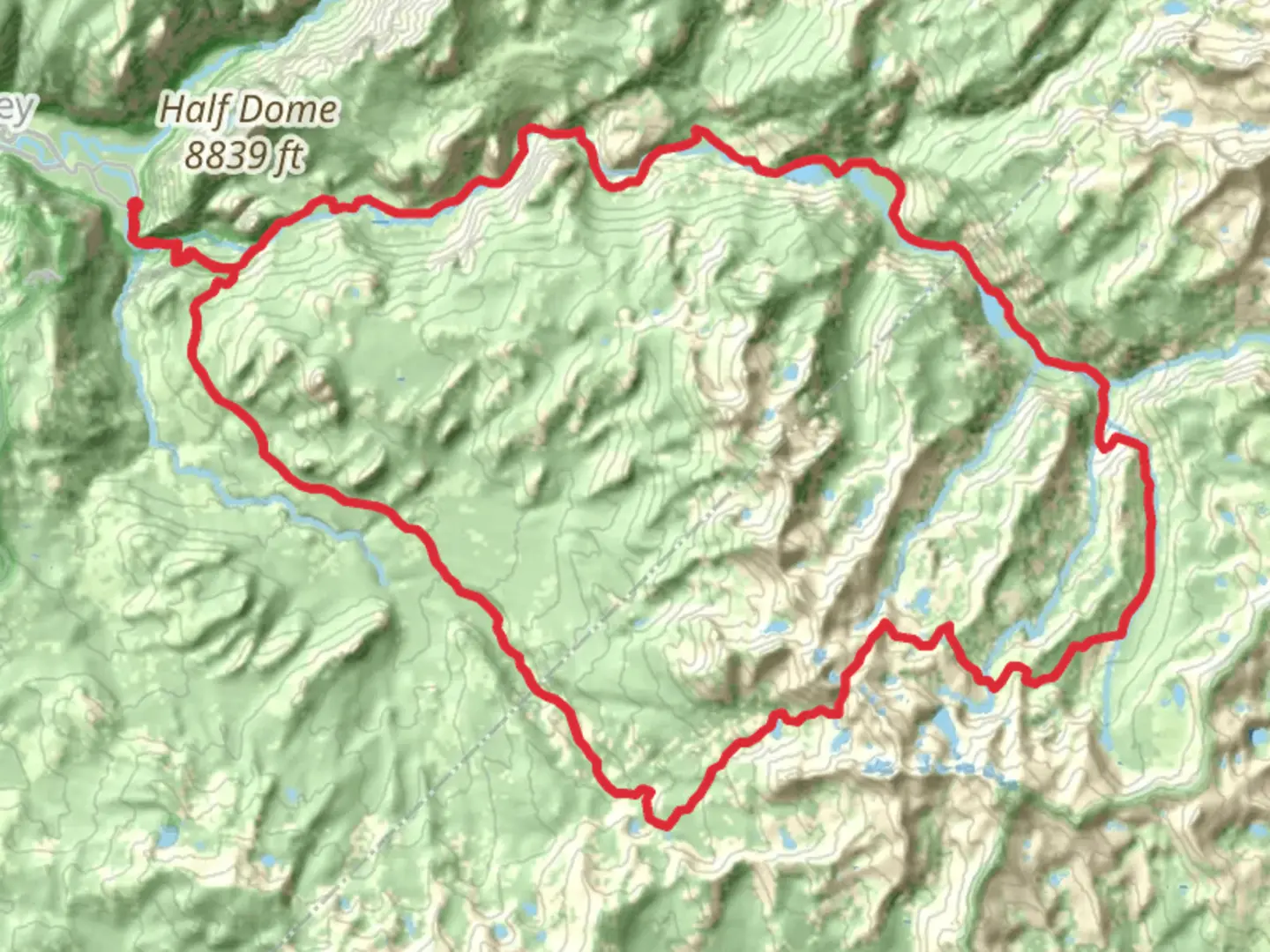 An image depicting the trail Merced Lake and Washburn Lake Loop via Theodore Solomons Trail and its surrounding area.