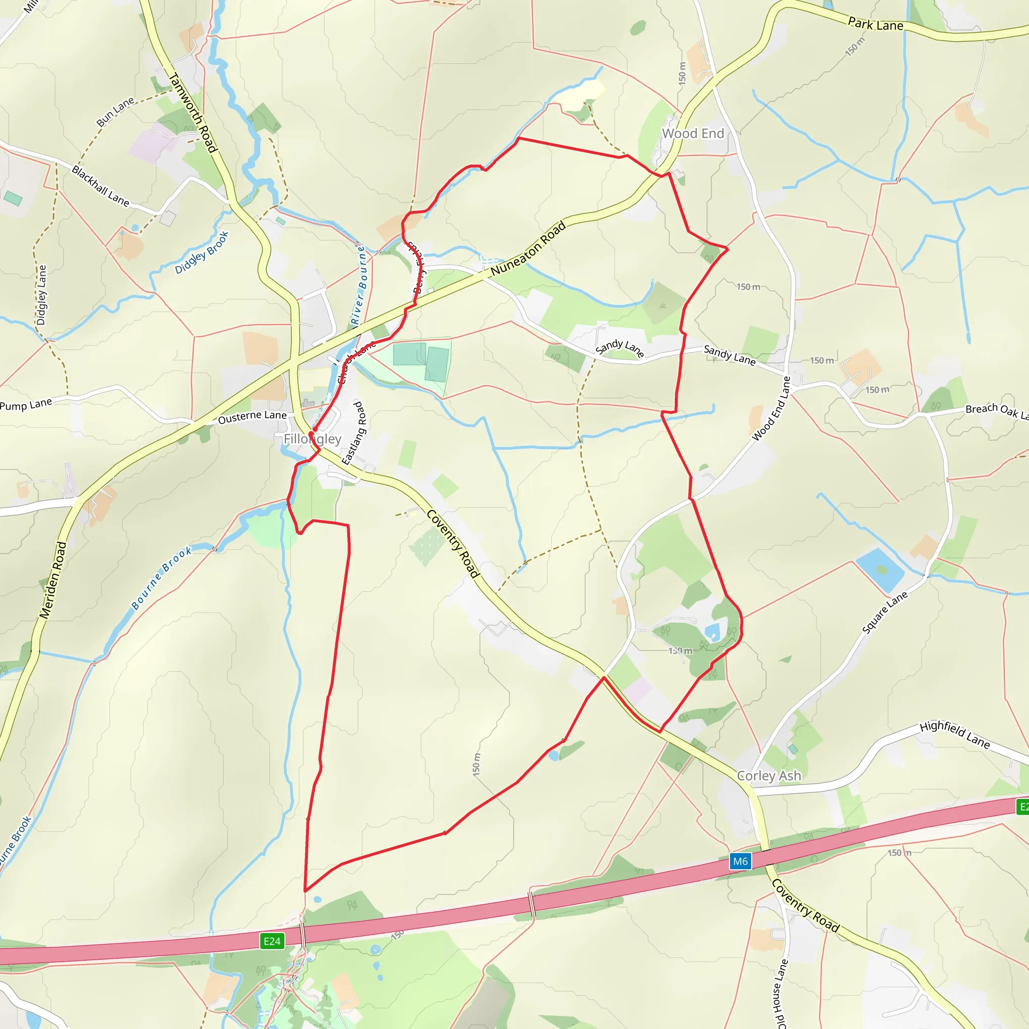 Fillongley Loop mobile static map