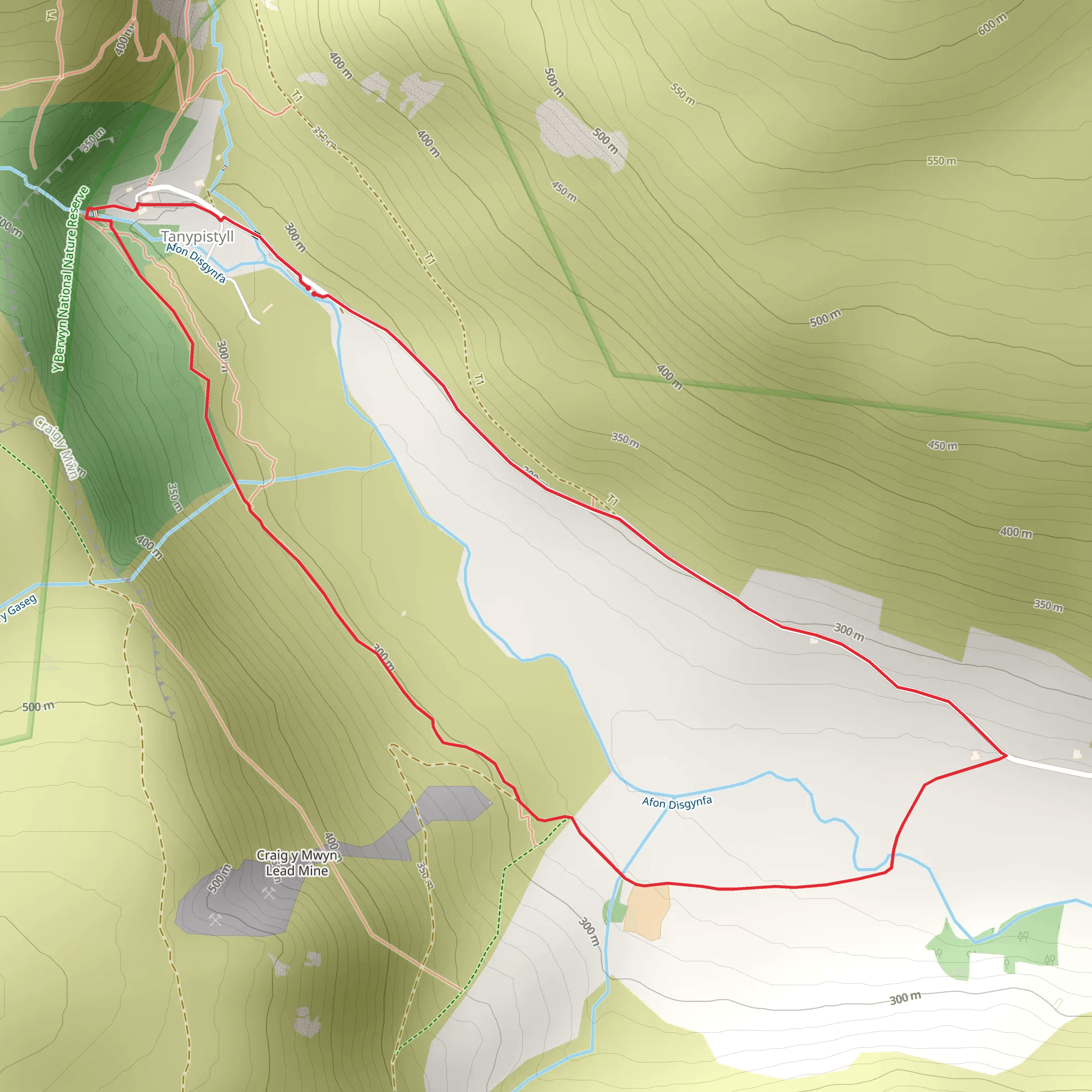Pistyll Rhaeadr Loop mobile static map