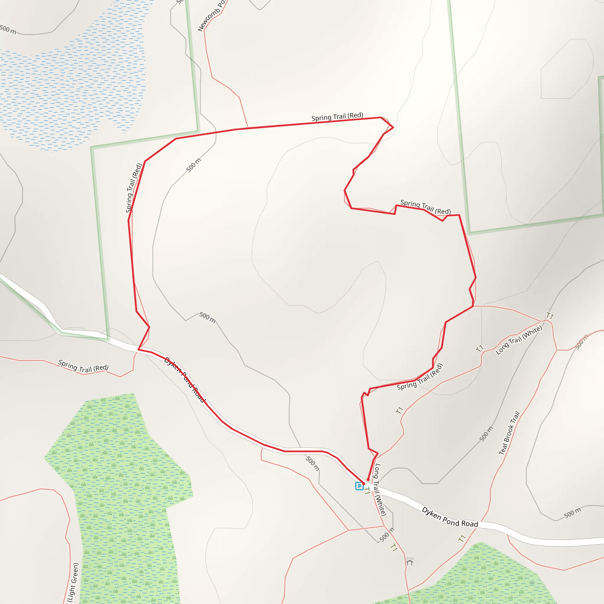 Dyken Pond Road and Spring Trail Loop mobile static map
