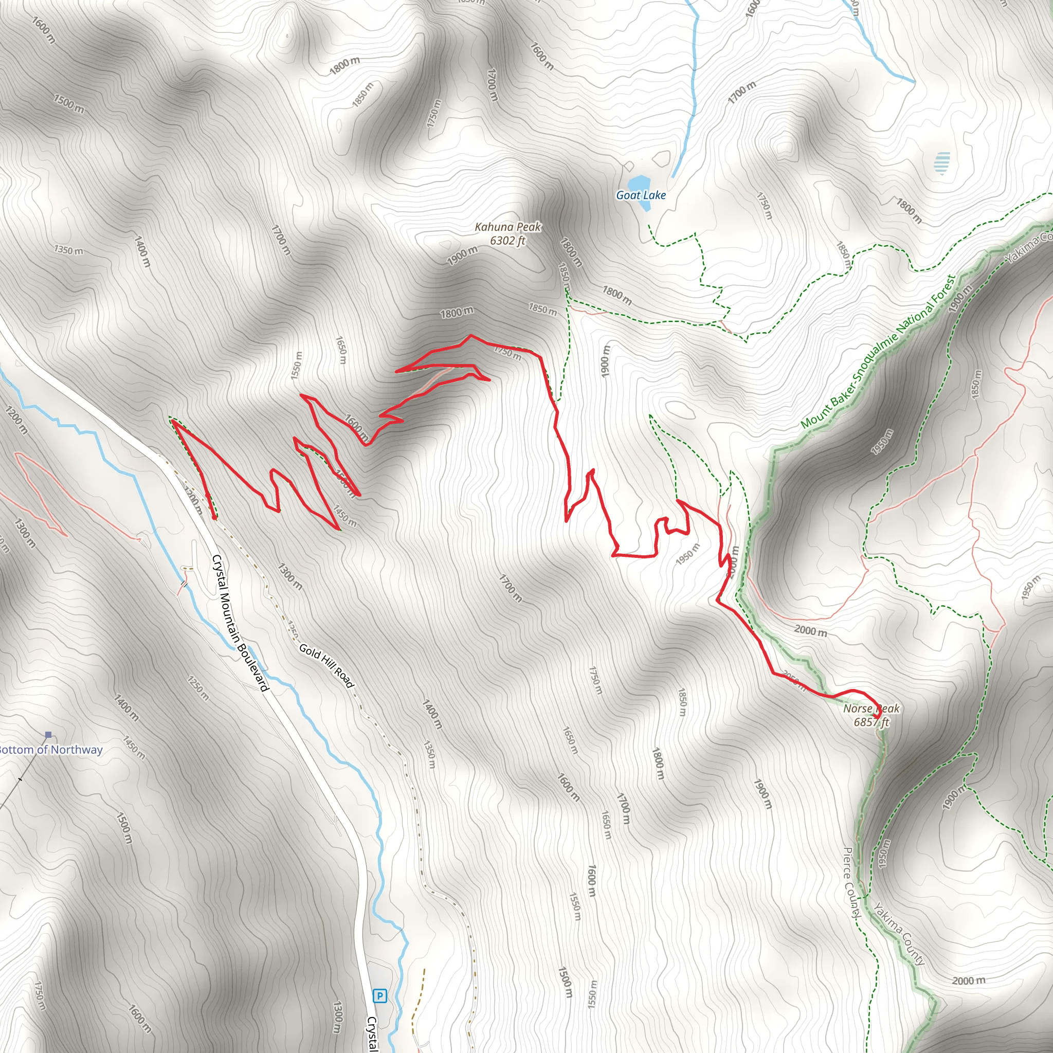 Norse Peak View Trail via Norse Peak Trail mobile static map