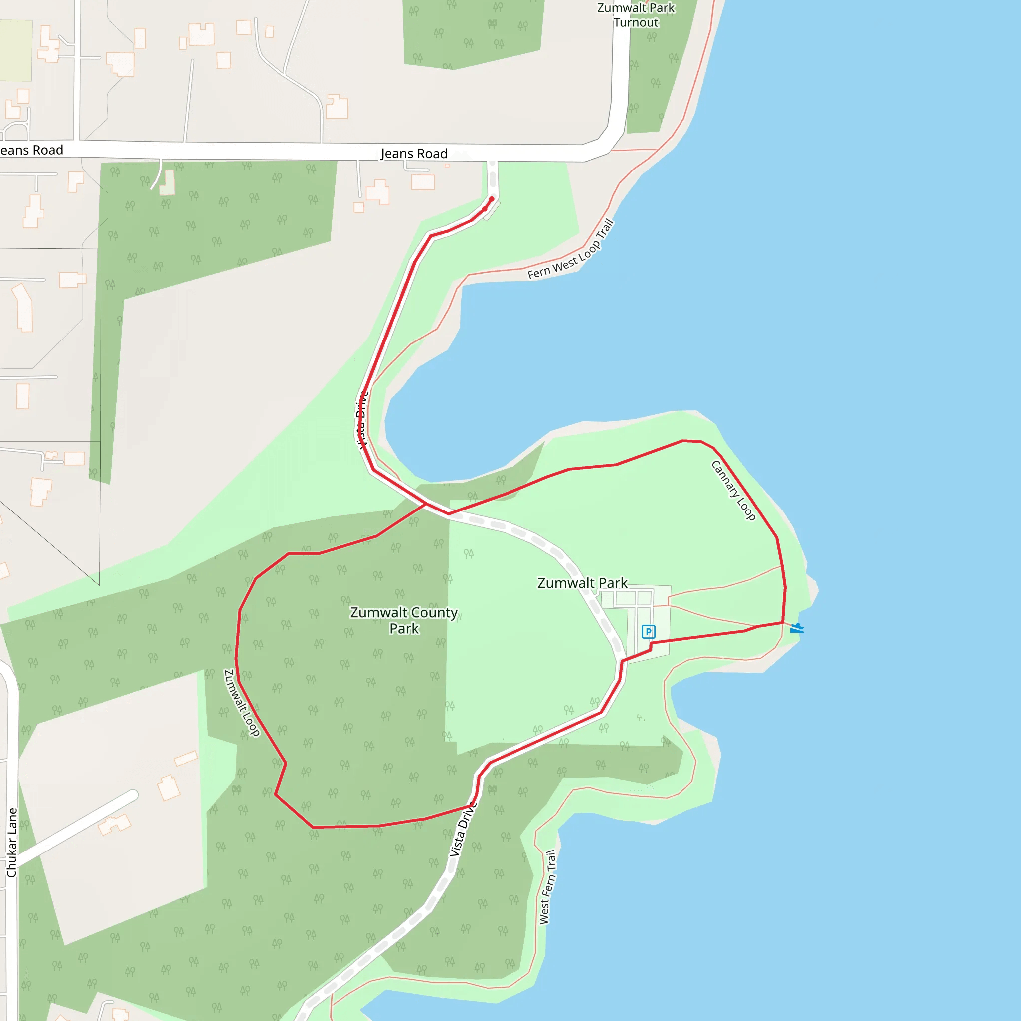 Cannary and Zumwalt Park Loop mobile static map
