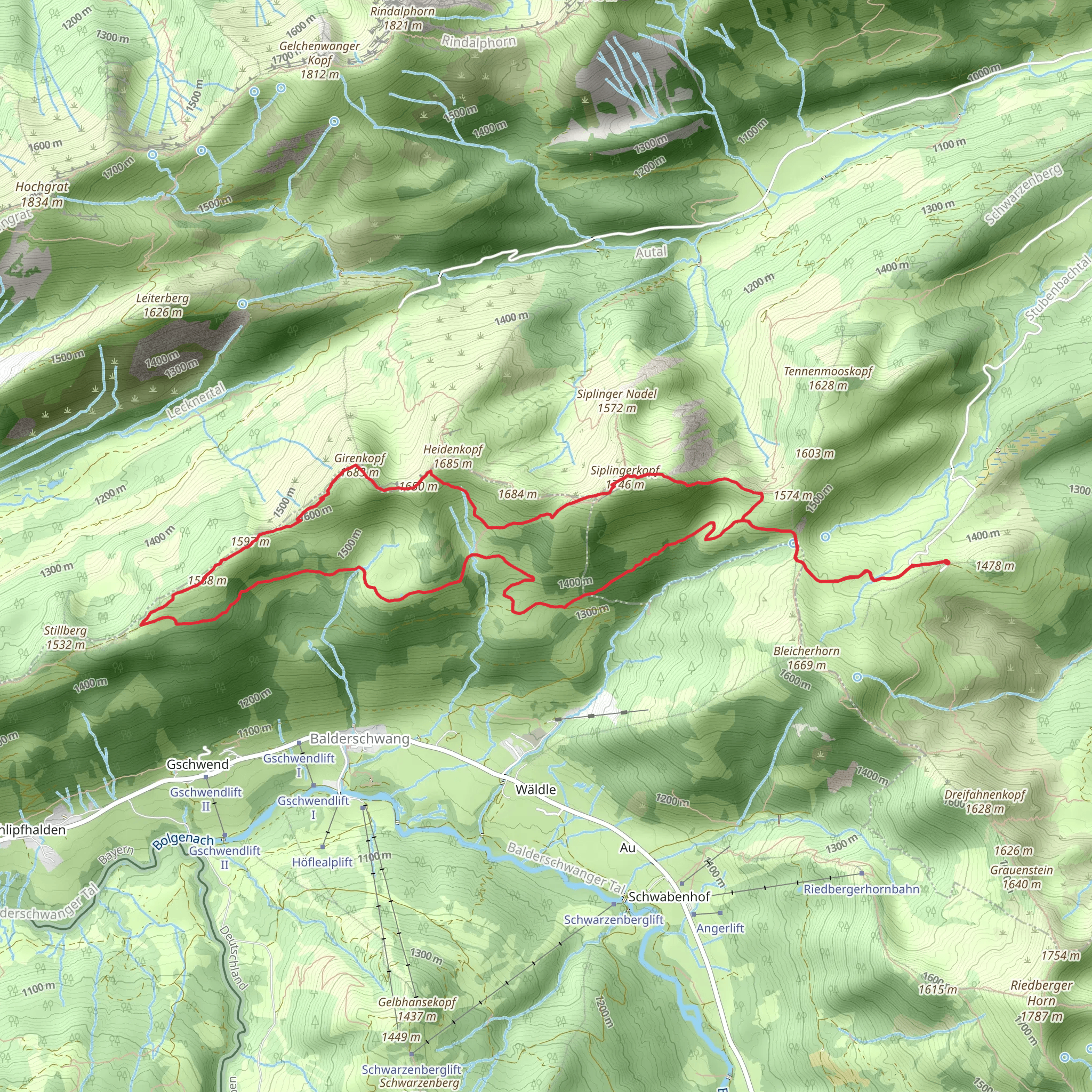 Siplingerkopf, Girenkopf and Alpe Spicherhalde Loop mobile static map