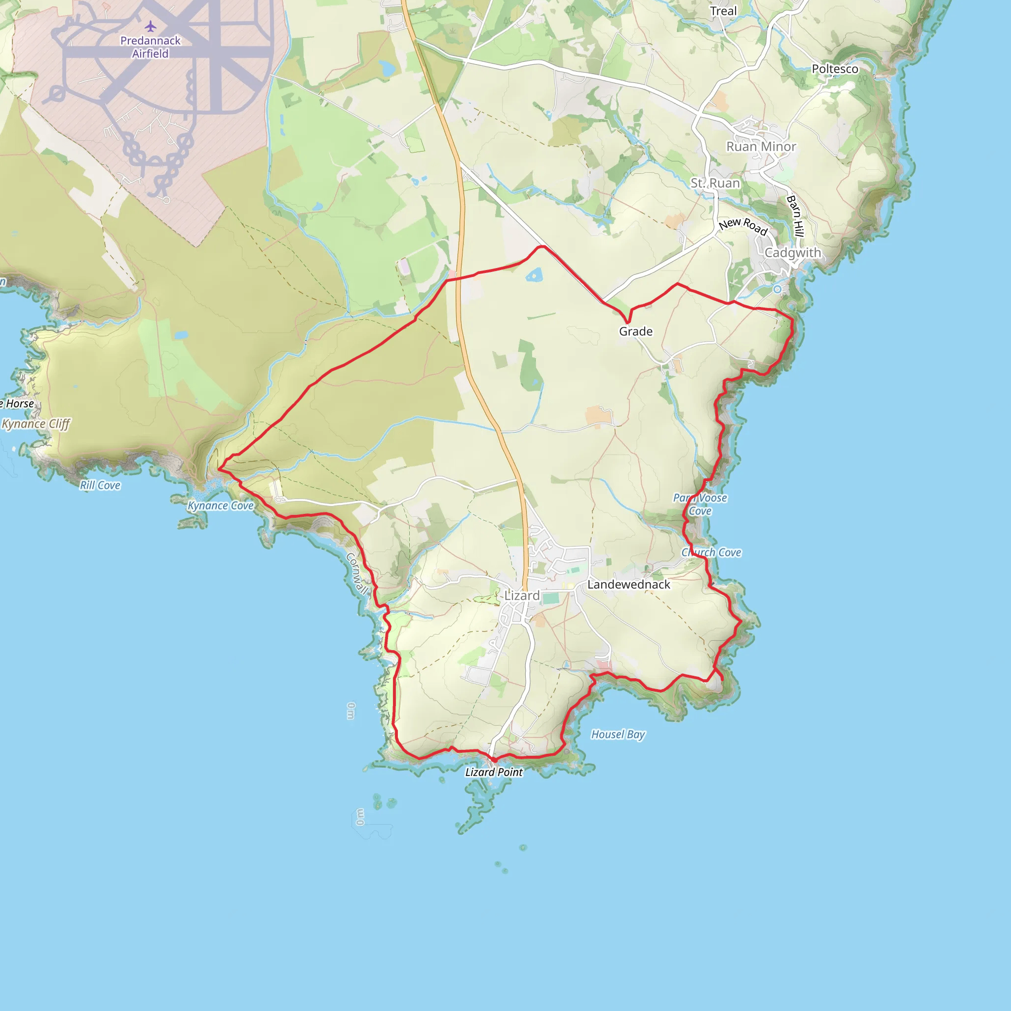 Kynance Cove and Cadgwith from the Lizard mobile static map