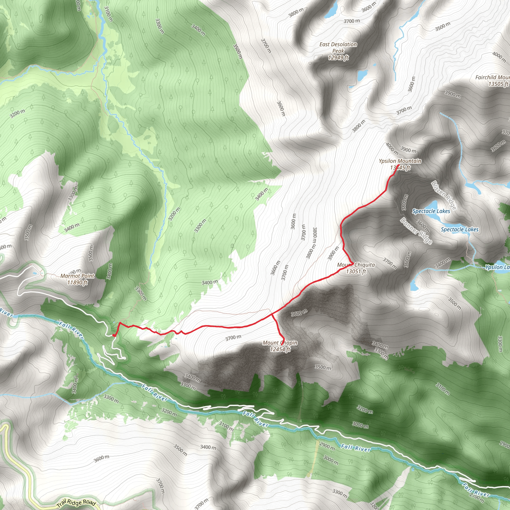 Mount Chapin, Mount Chiquita and Ypsilon Mountain Walk mobile static map