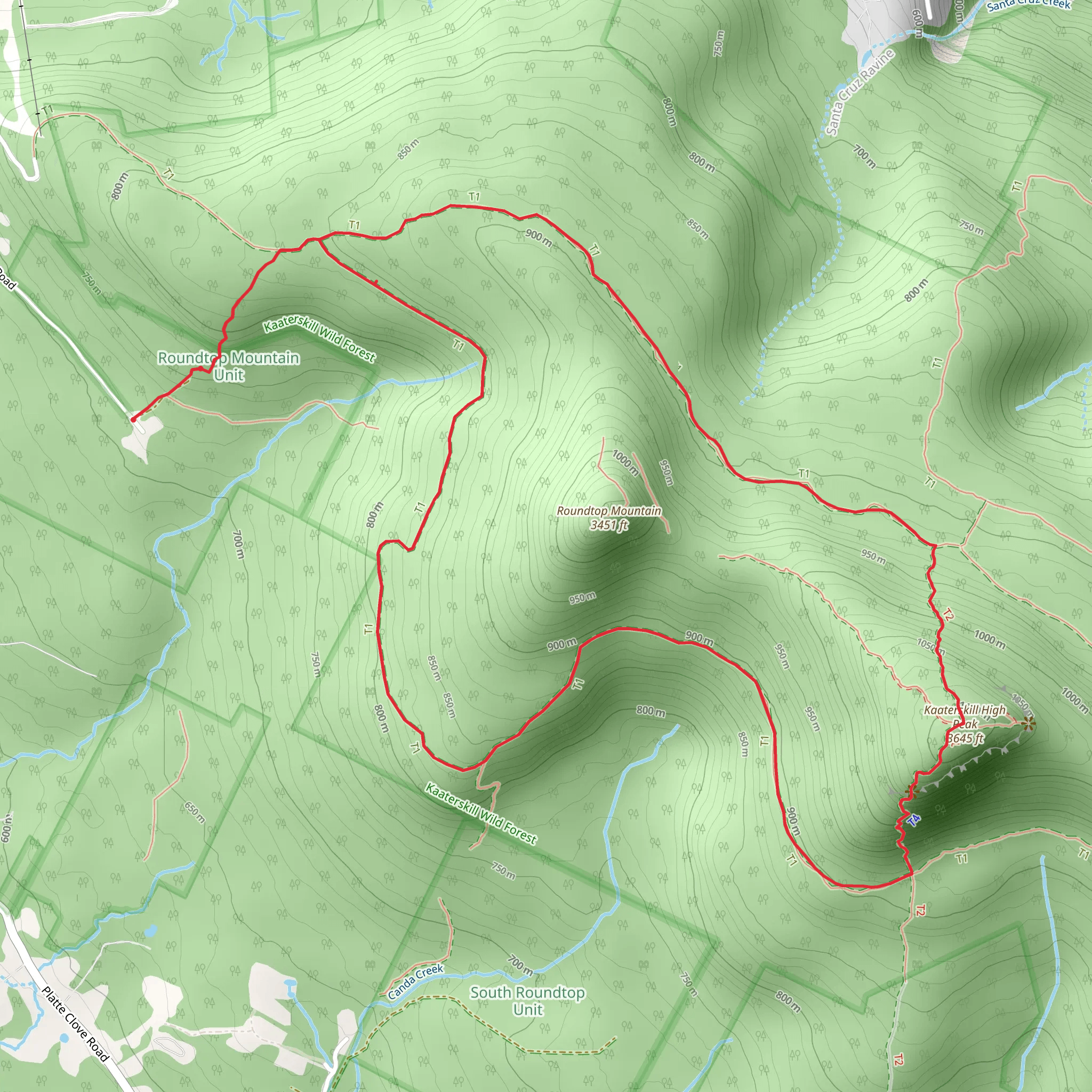 Kaaterskill High Peak Trail Loop mobile static map