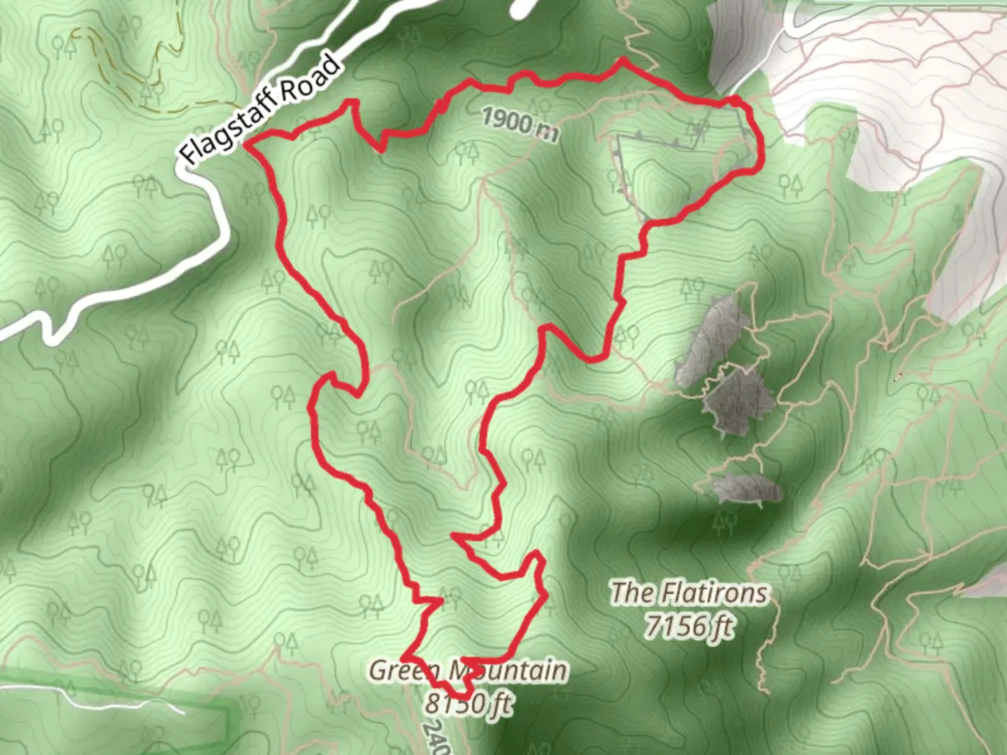 An image depicting the trail Green Mountain - Amphitheater - Saddle Rock - Ranger Loop Trail and its surrounding area.