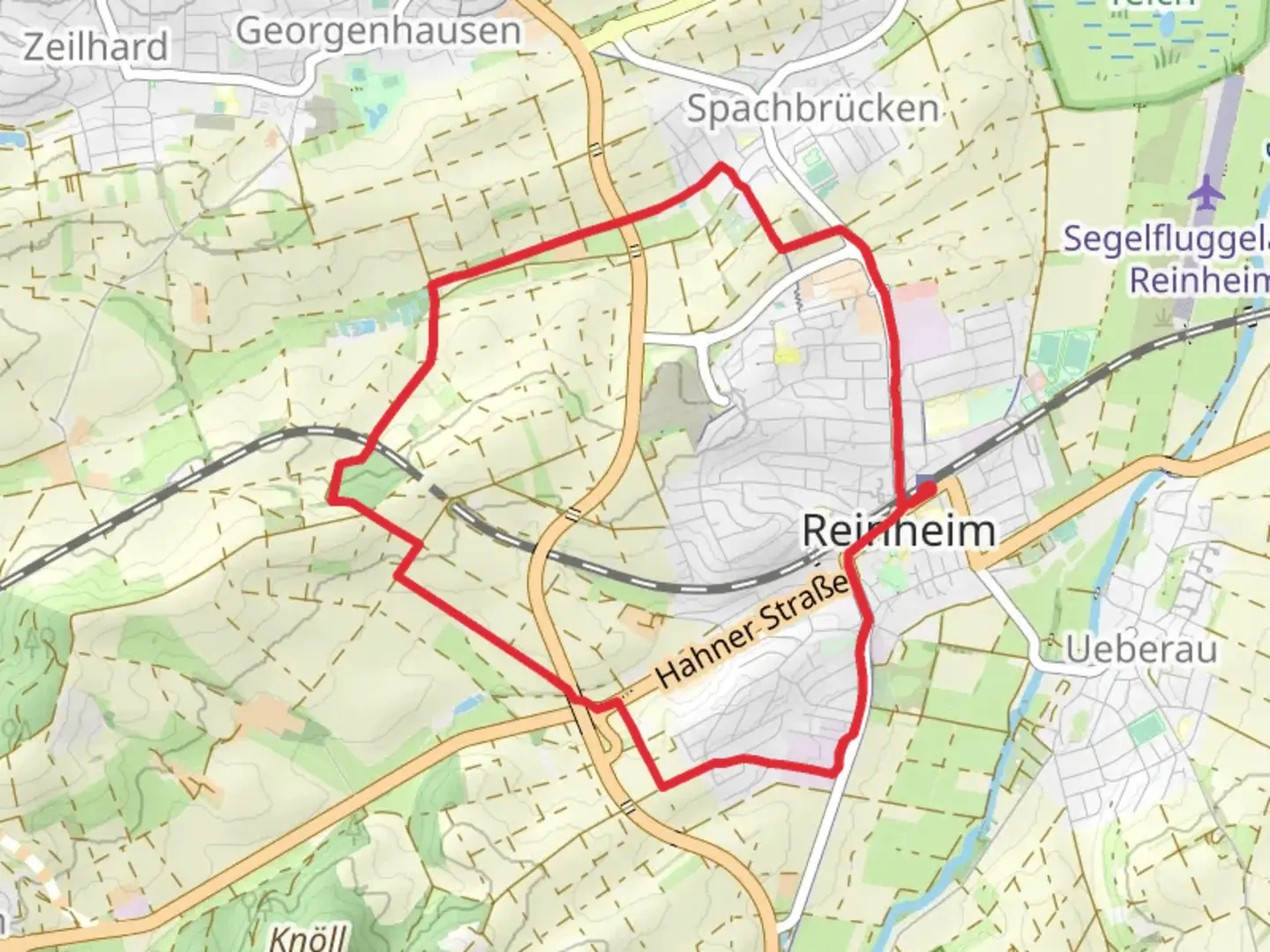 An image depicting the trail Ortsrundwanderweg Reinheim 3 and its surrounding area.