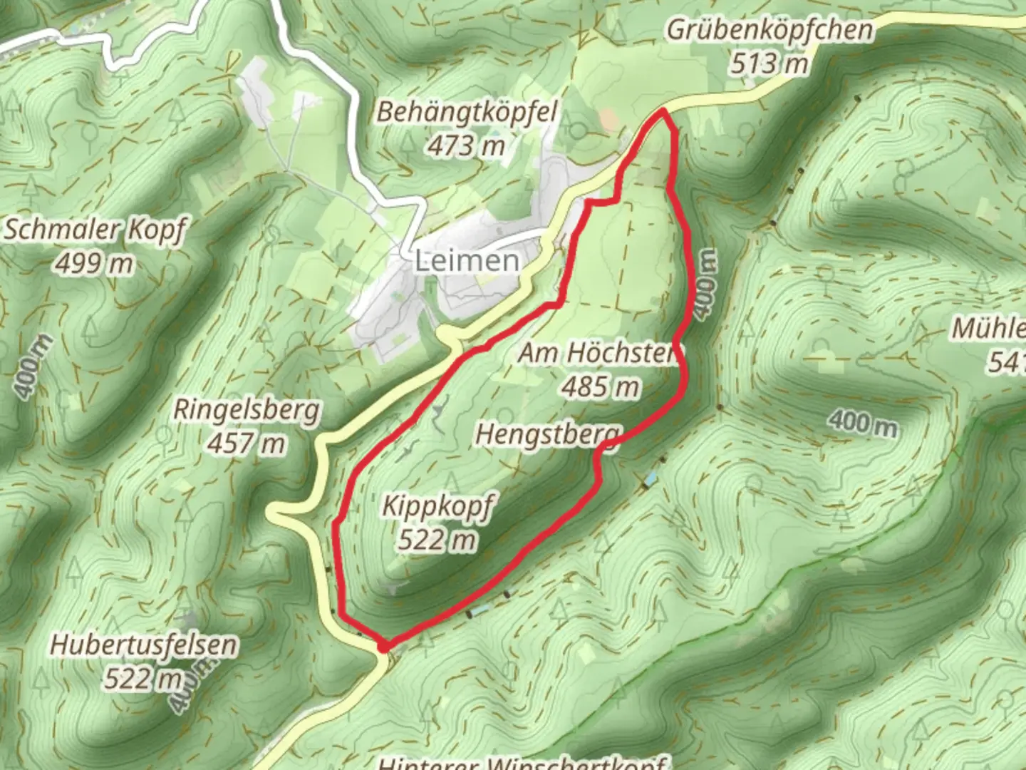 An image depicting the trail Leimen Loop and its surrounding area.