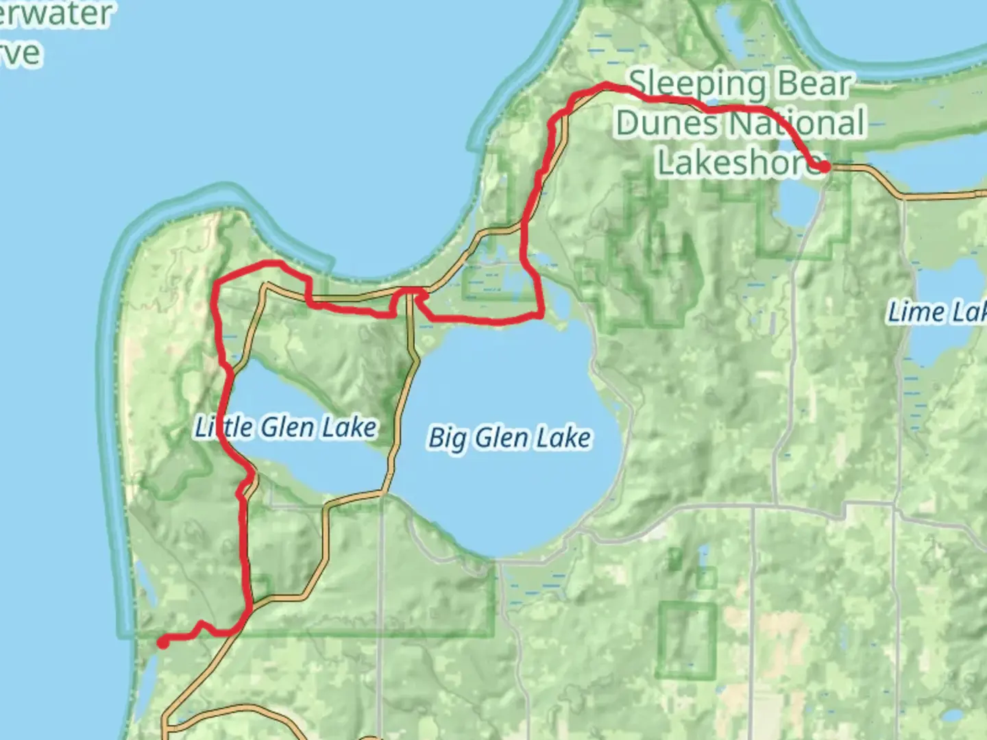 An image depicting the trail Sleeping Bear Heritage Trail Point to Point and its surrounding area.